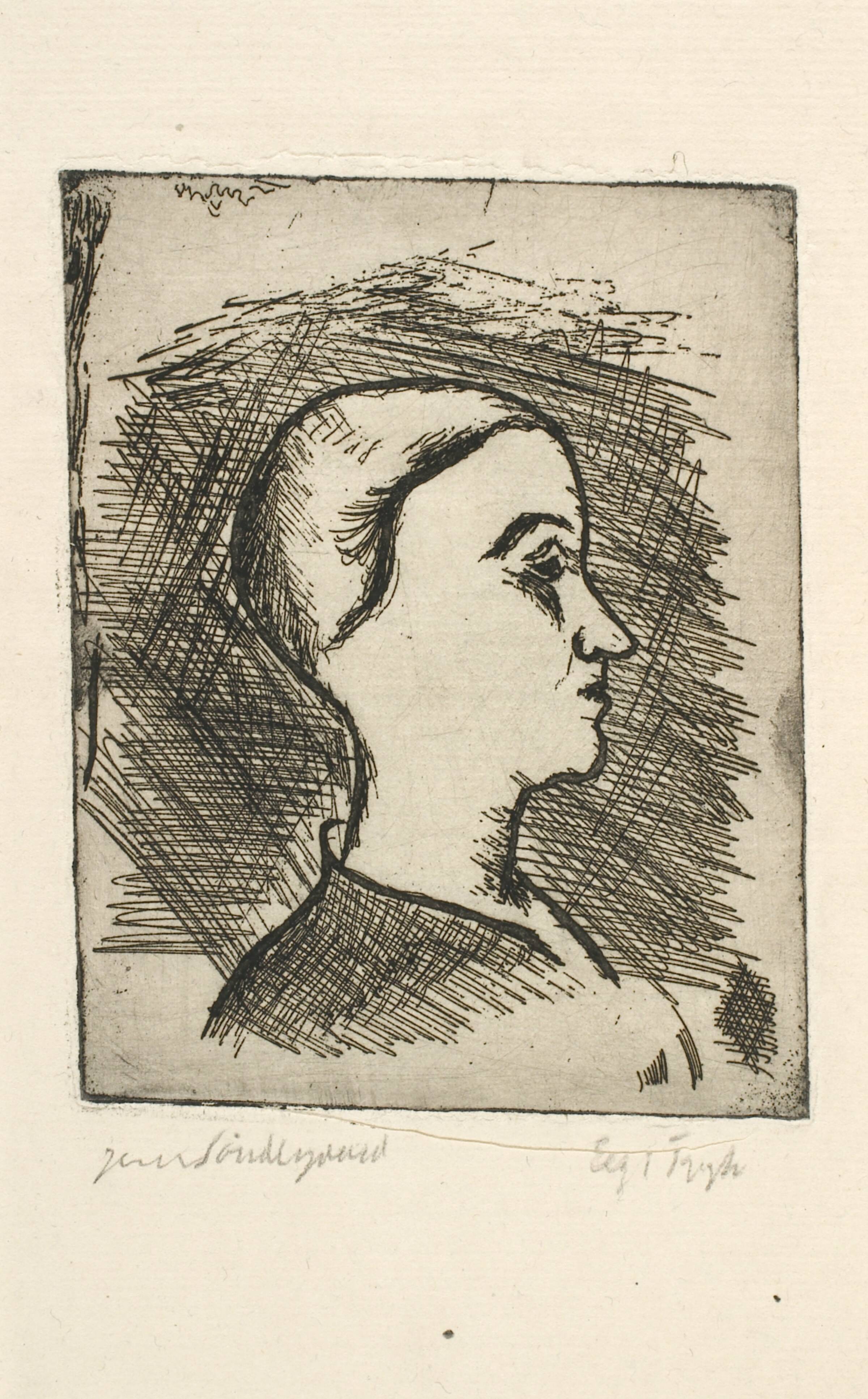 Kvindeportræt i profil, Jens Søndergaard, 1925