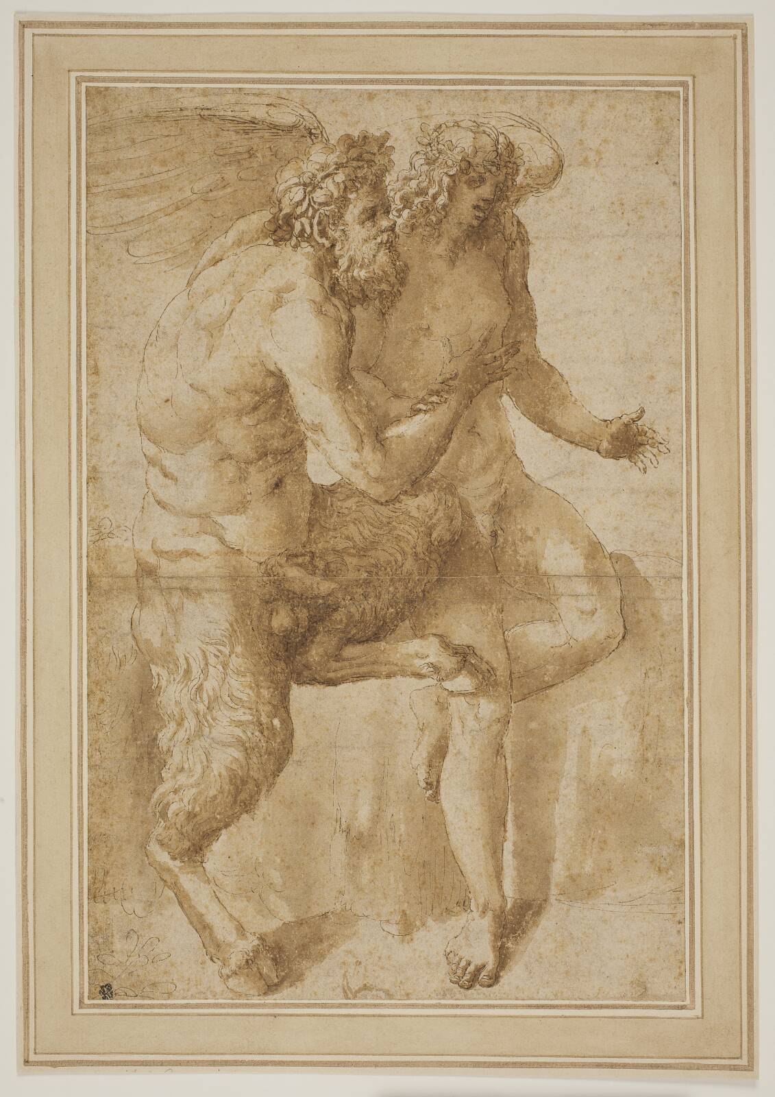 To kvindefigurer, med symboler for digtning og musik, by Bénoit Le Coffre, 1671-1722