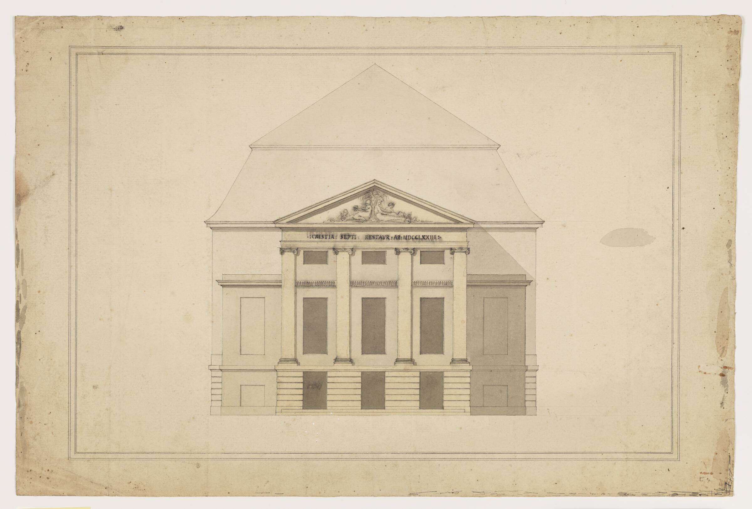 Komediehuset. Forslag til facade, Caspar Frederik Harsdorff, 1771-1774