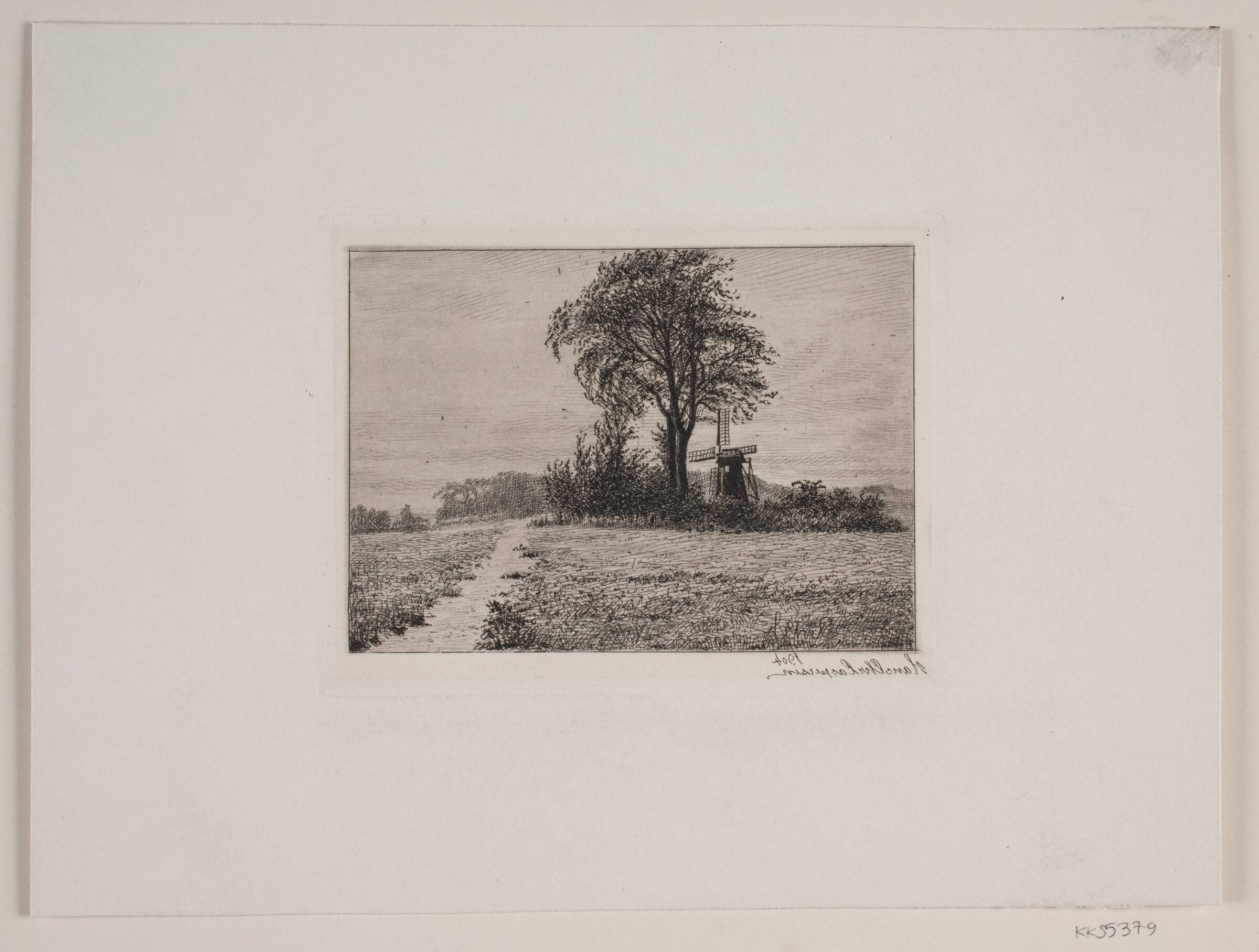 Landskab med mølle, Hans Christian Gether Caspersen, 1904