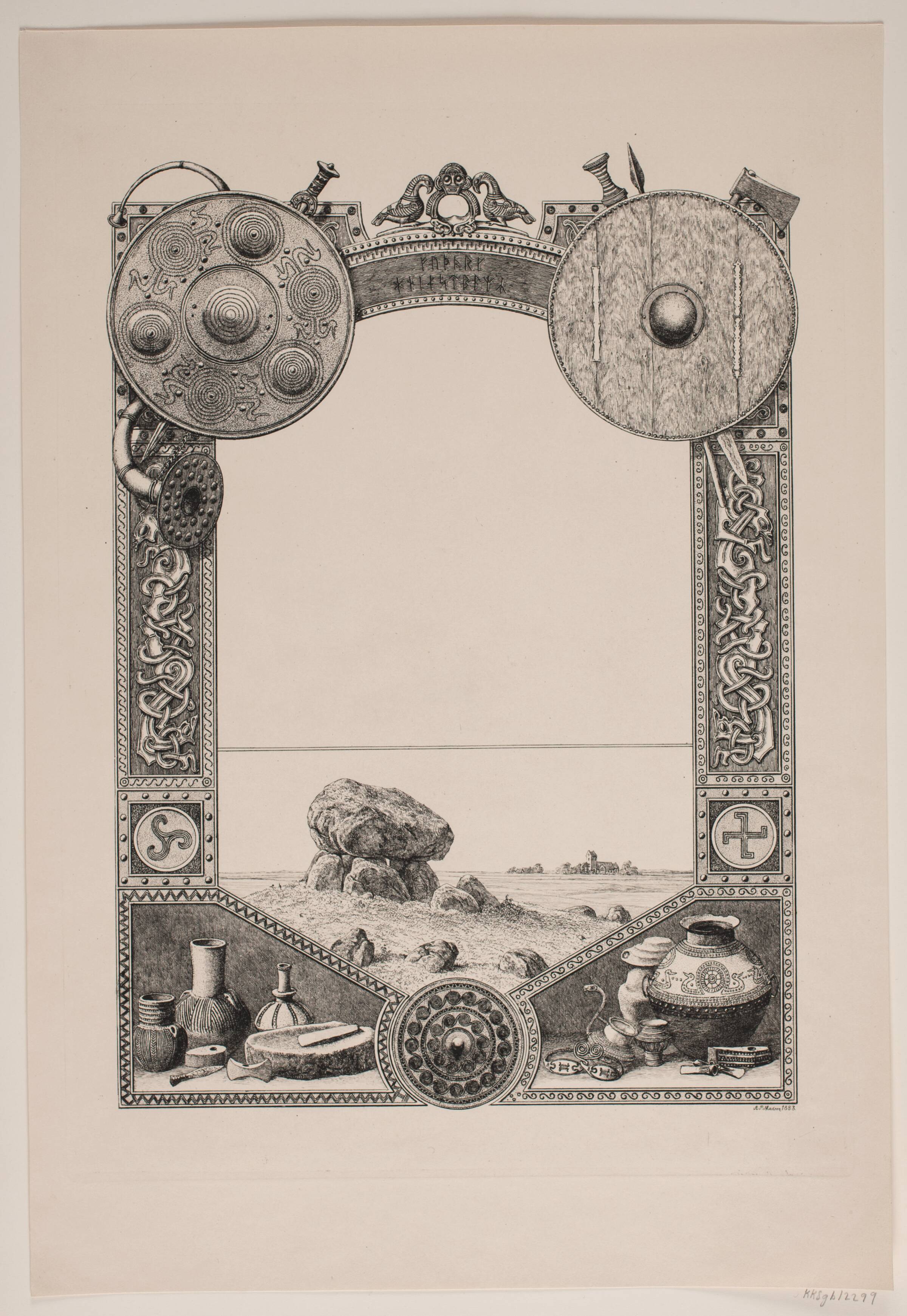 Diplom til taksigelsesskrivelser fra Museum for Nordiske Oldsager, Madsen, A.P., 1883
