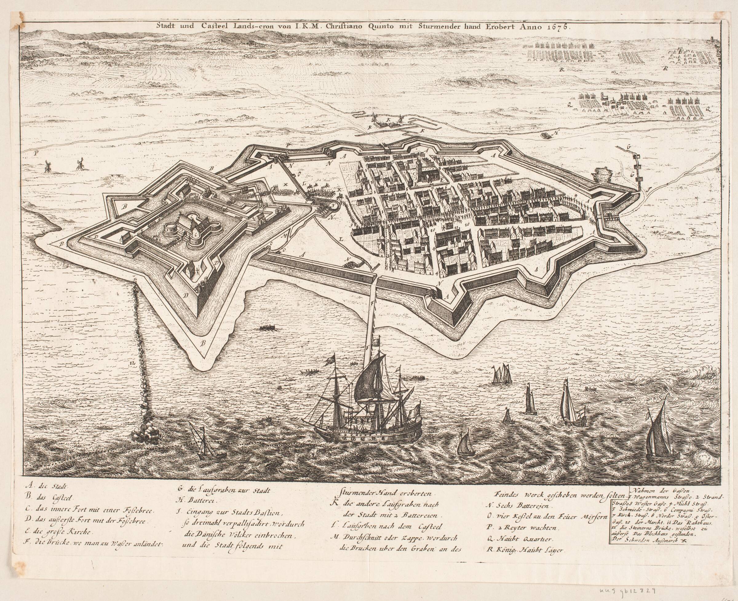 Stadt und Castel Landscron von I.K.M Christiano Quinto Erobert Anno 1676, Johann Husman, 1676-1699