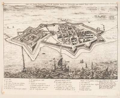 Stadt und Castel Landscron von I.K.M Christiano Quinto Erobert Anno 1676