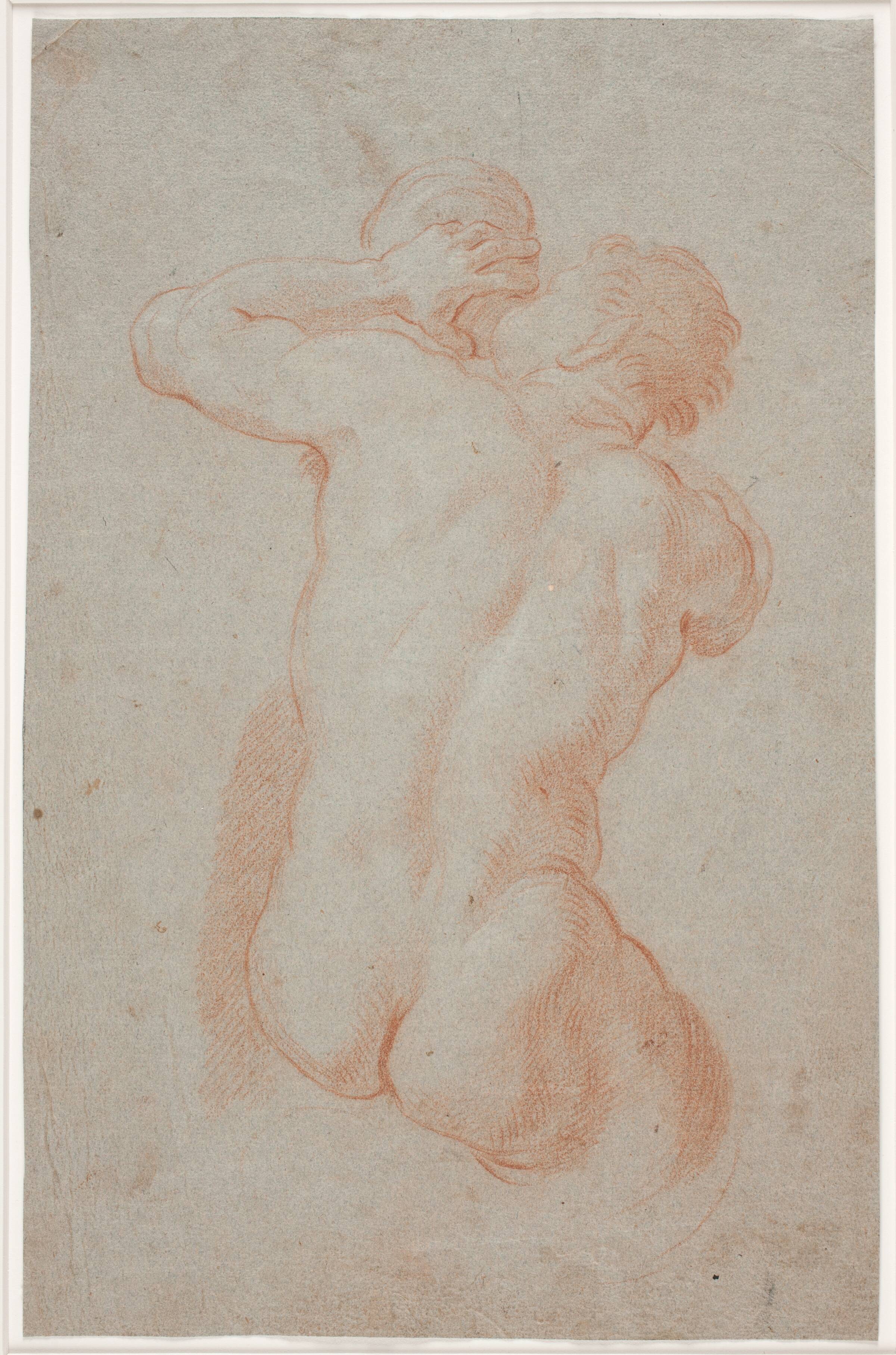 Konkylieblæsende triton set bagfra, Hendrik Krock, 1686-1738