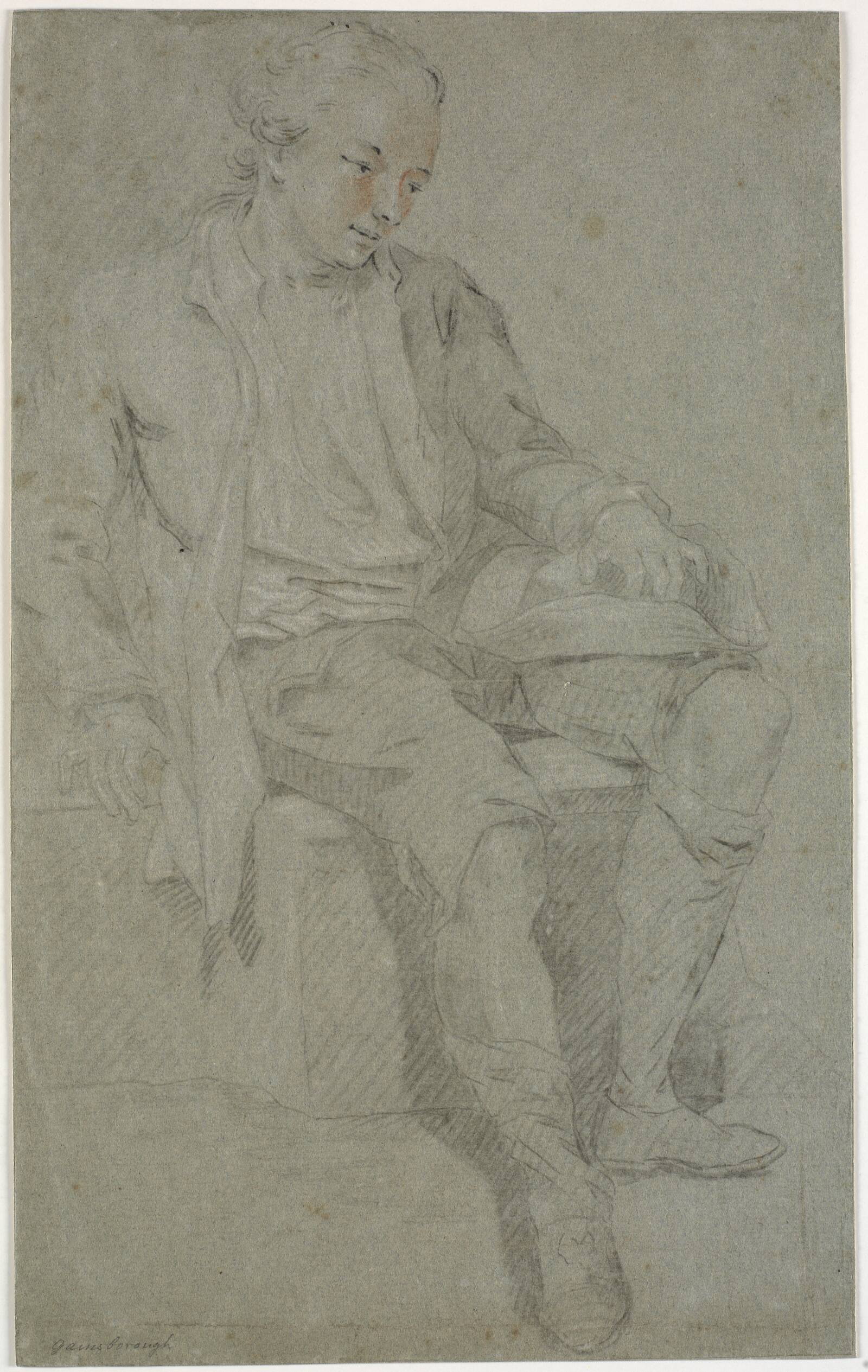 Studie af en siddende yngling, Ubekendt, 1717-1810