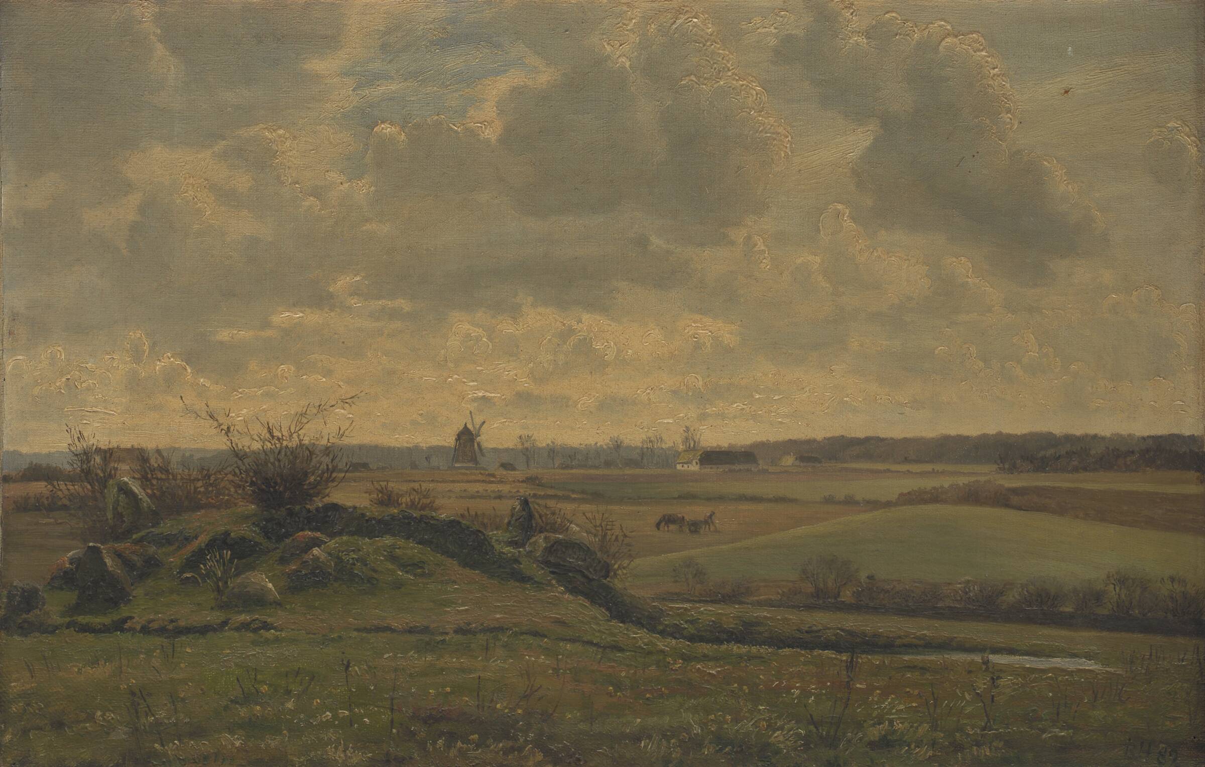 Landskab ved Gyrstinge, Louise Ravn-Hansen, 1882