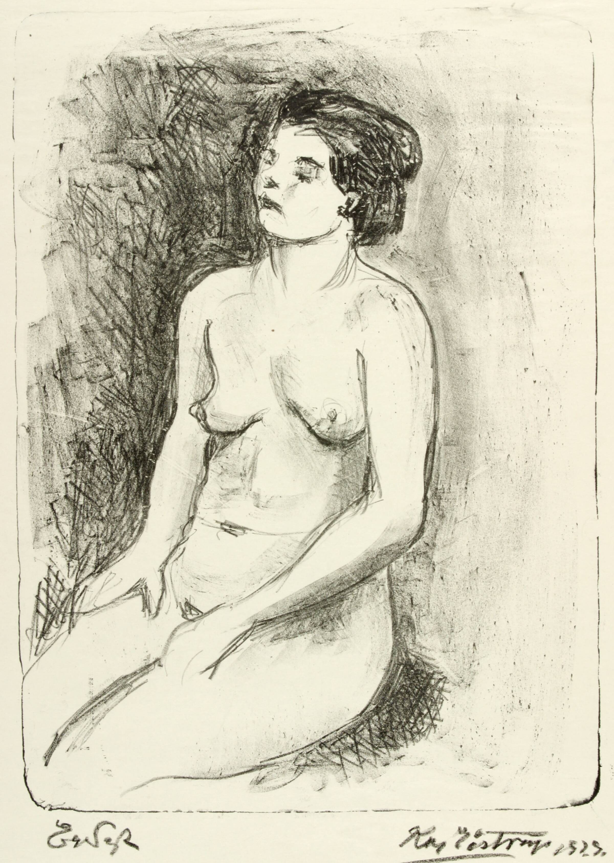 Siddende kvindelig model, Kaj Ejstrup, 1929