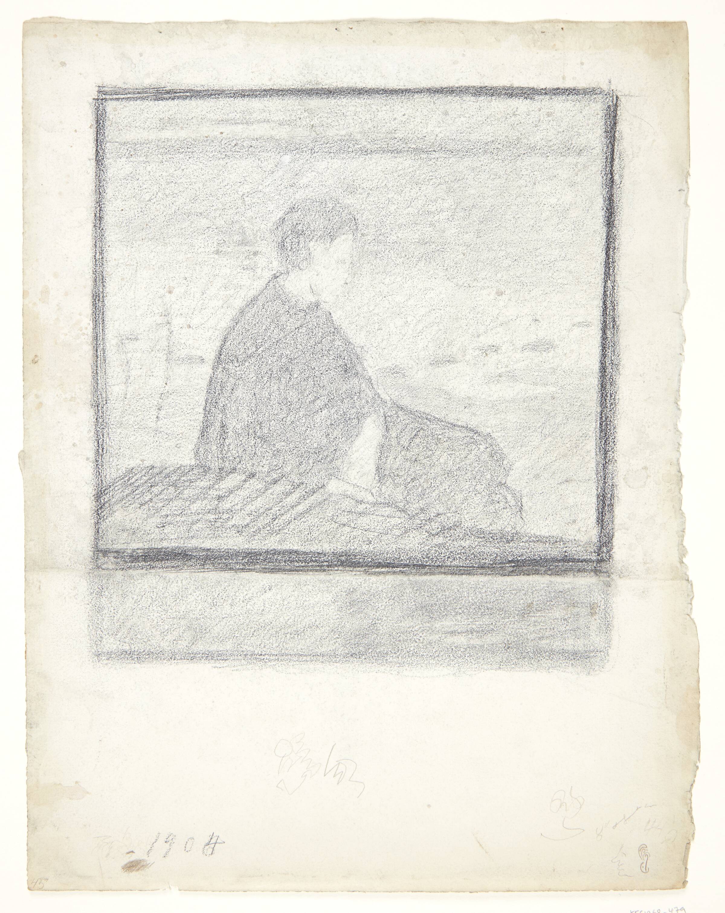 Siddende figur ved en strand eller søbred, Gerhard Henning, 1904