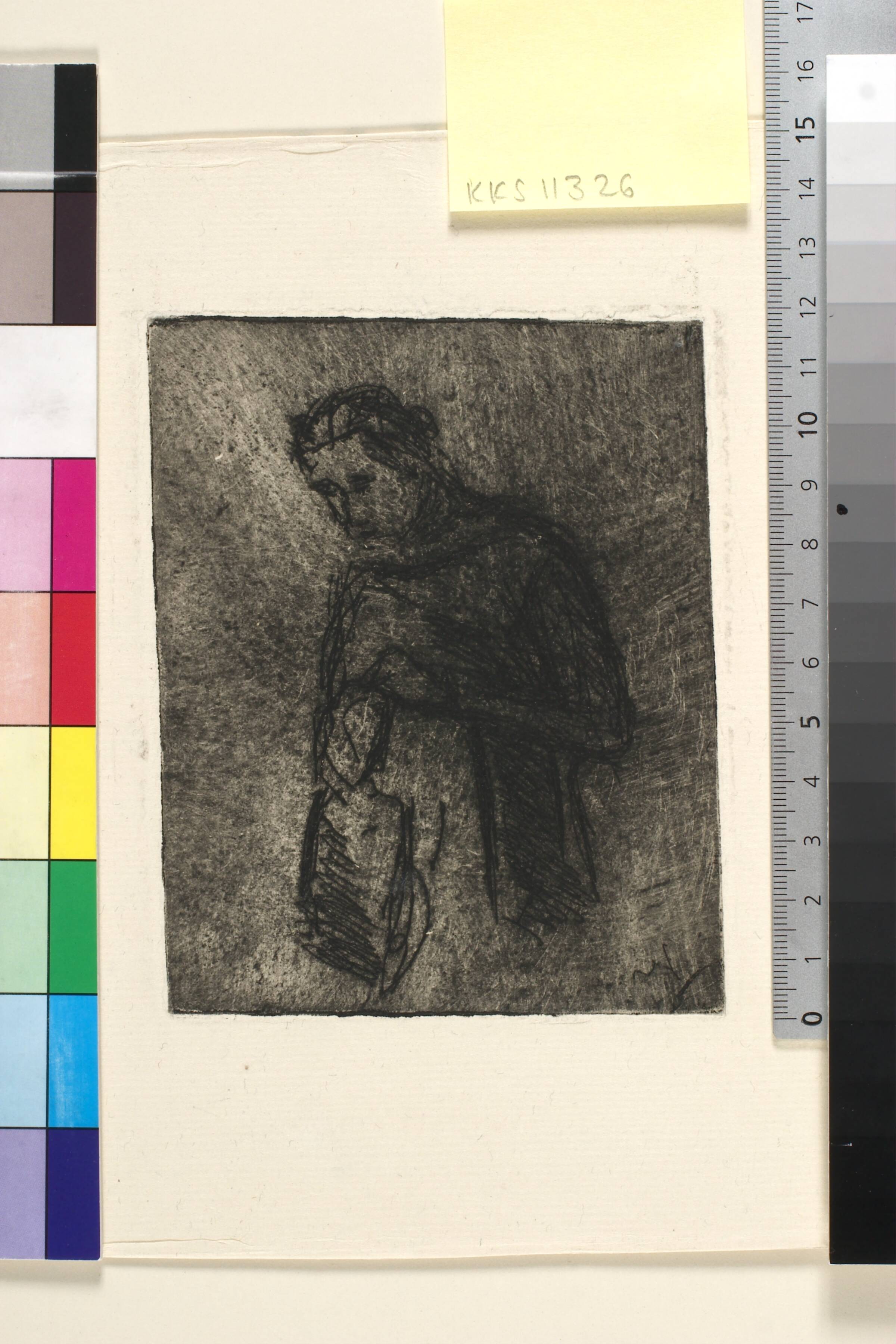 Stående kvinde mod venstre, halvfigur, Jens Søndergaard, 1925