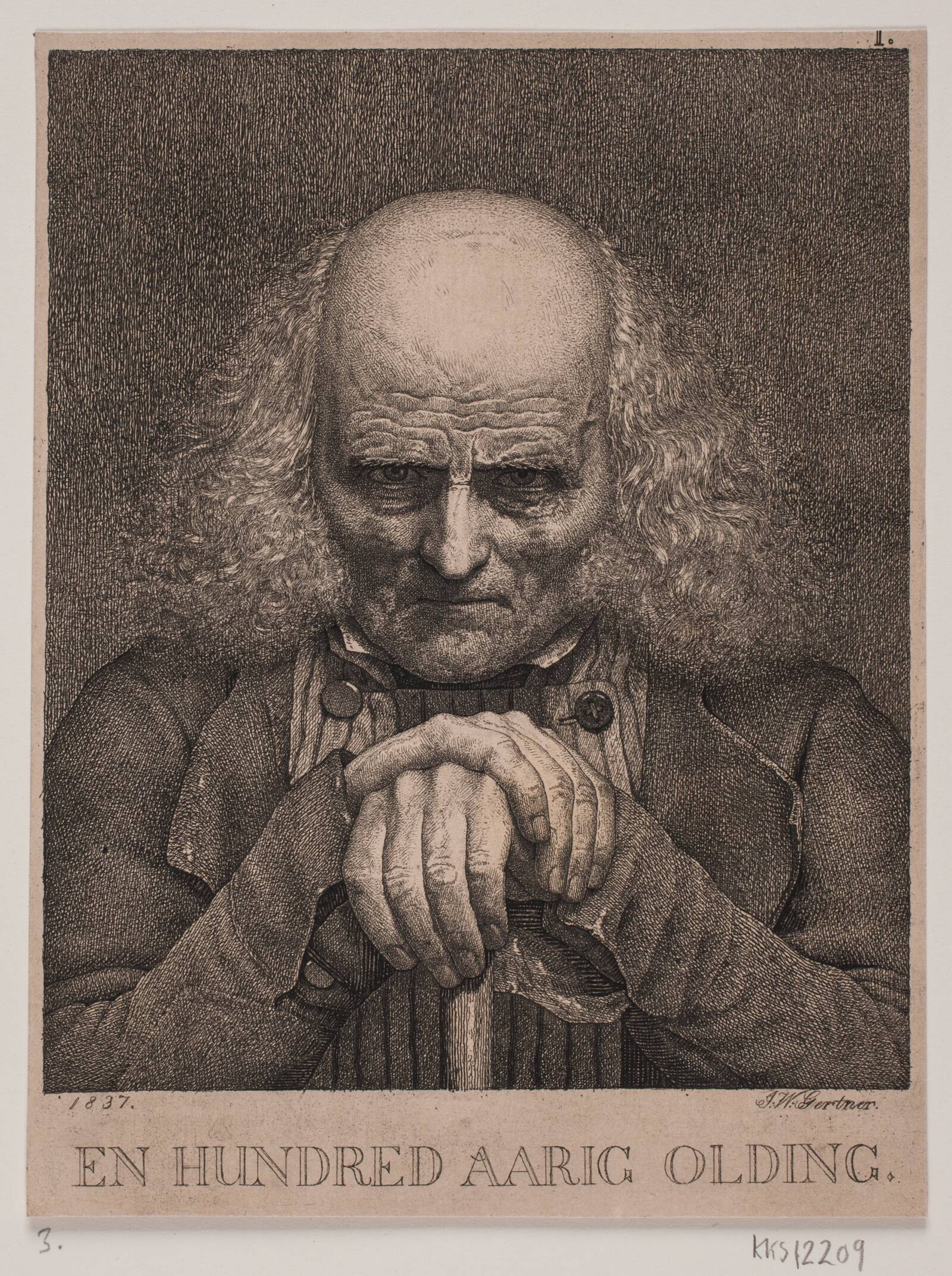En hundredårig olding, J.V. Gertner, 1837