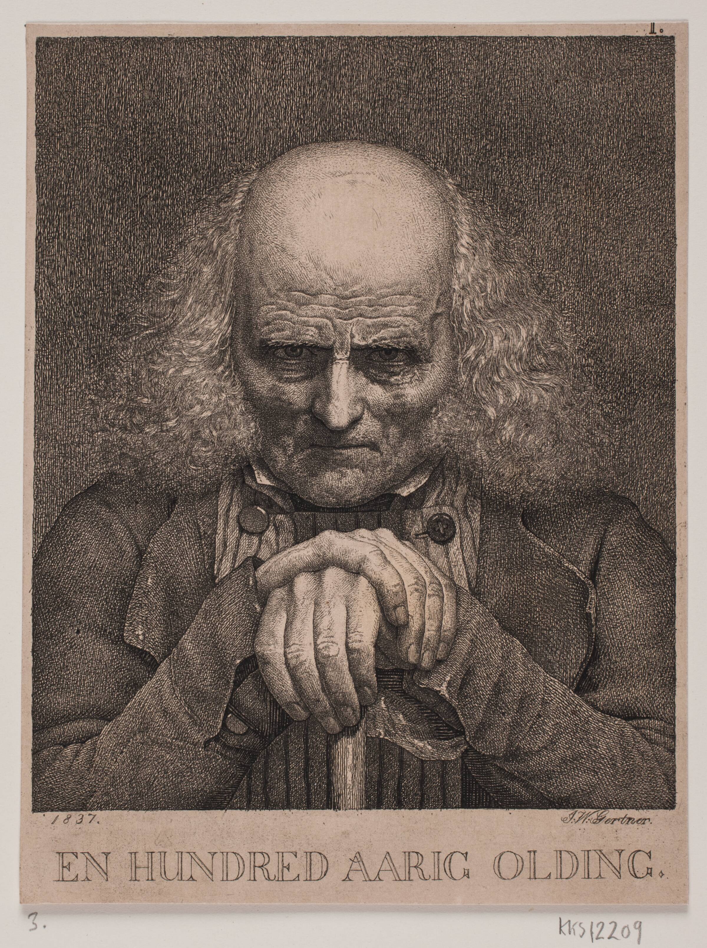 En hundredårig olding, J.V. Gertner, 1837