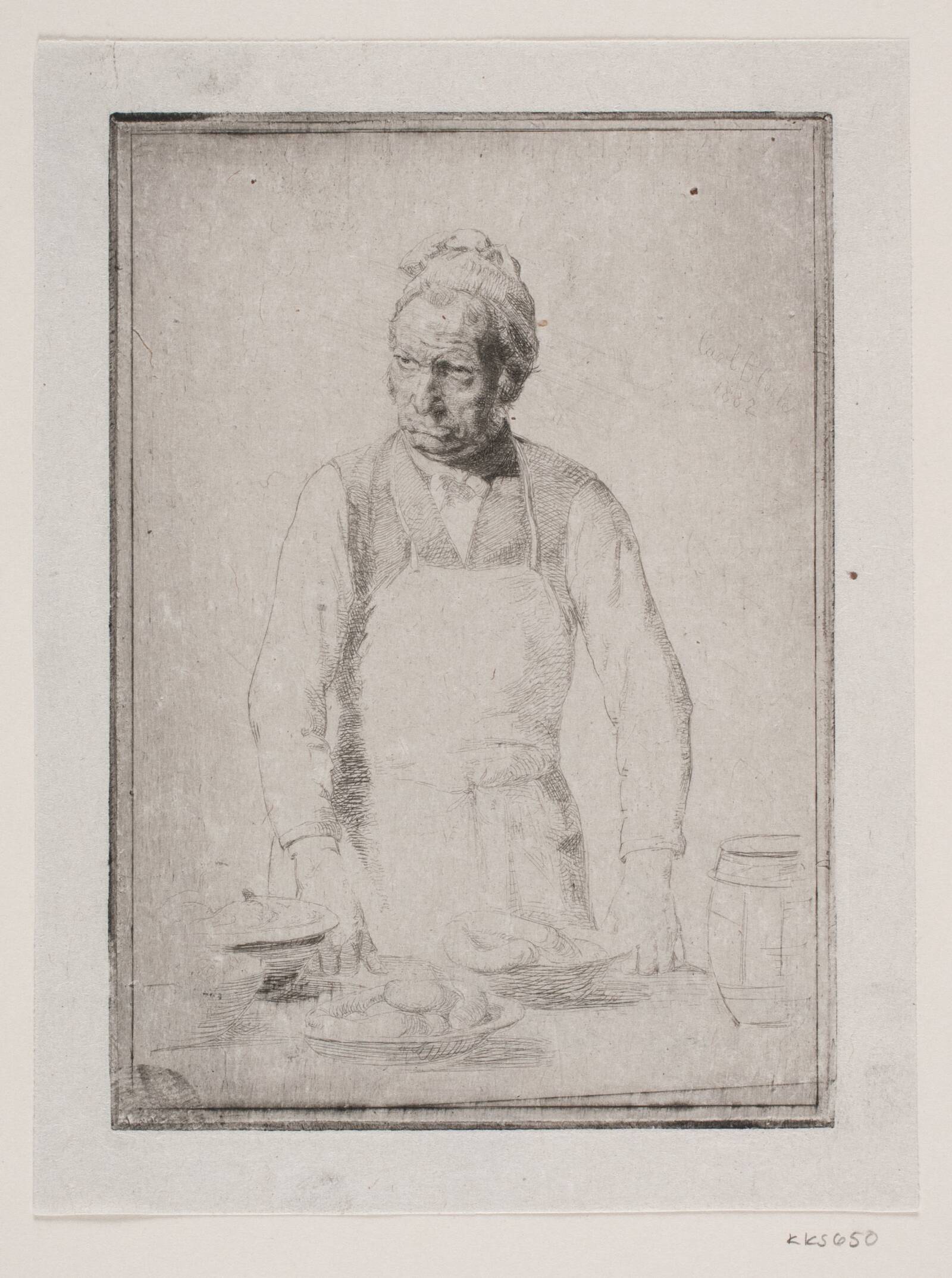 Spækhøkeren bag sin disk, Carl Bloch, 1882