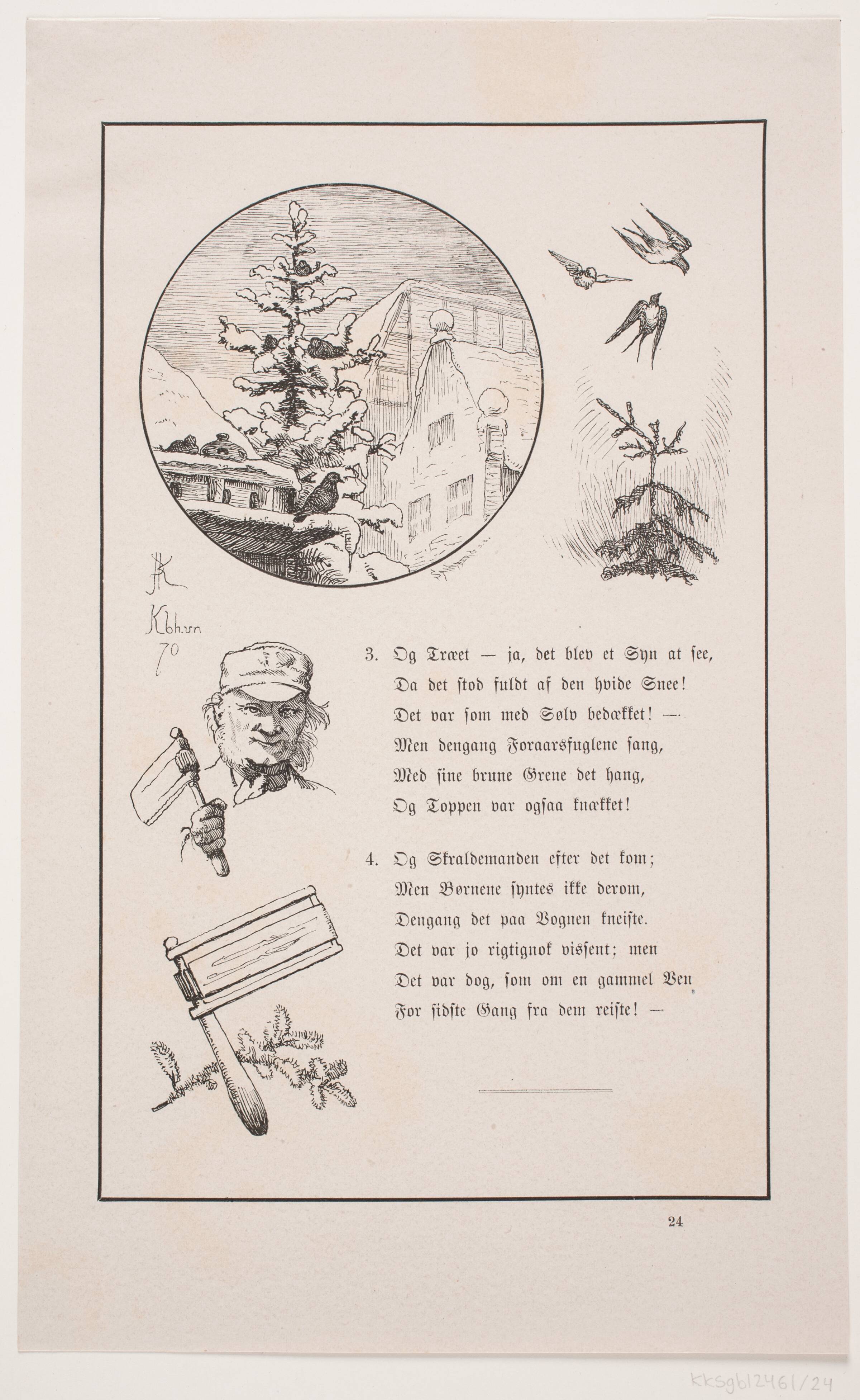Illustration til Johan Krohn, "Peters jul", Carl Leonard Sandberg, 1870