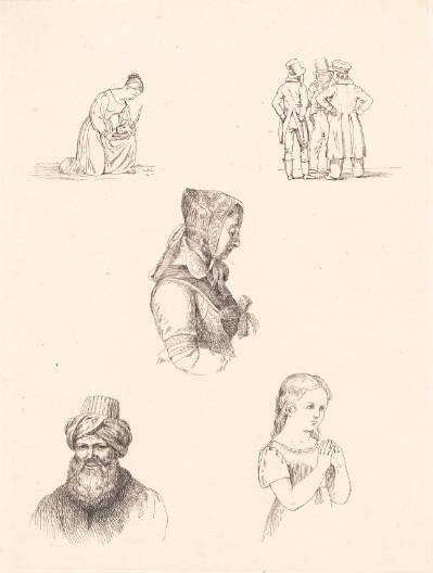 Prøveblad med figurstudier