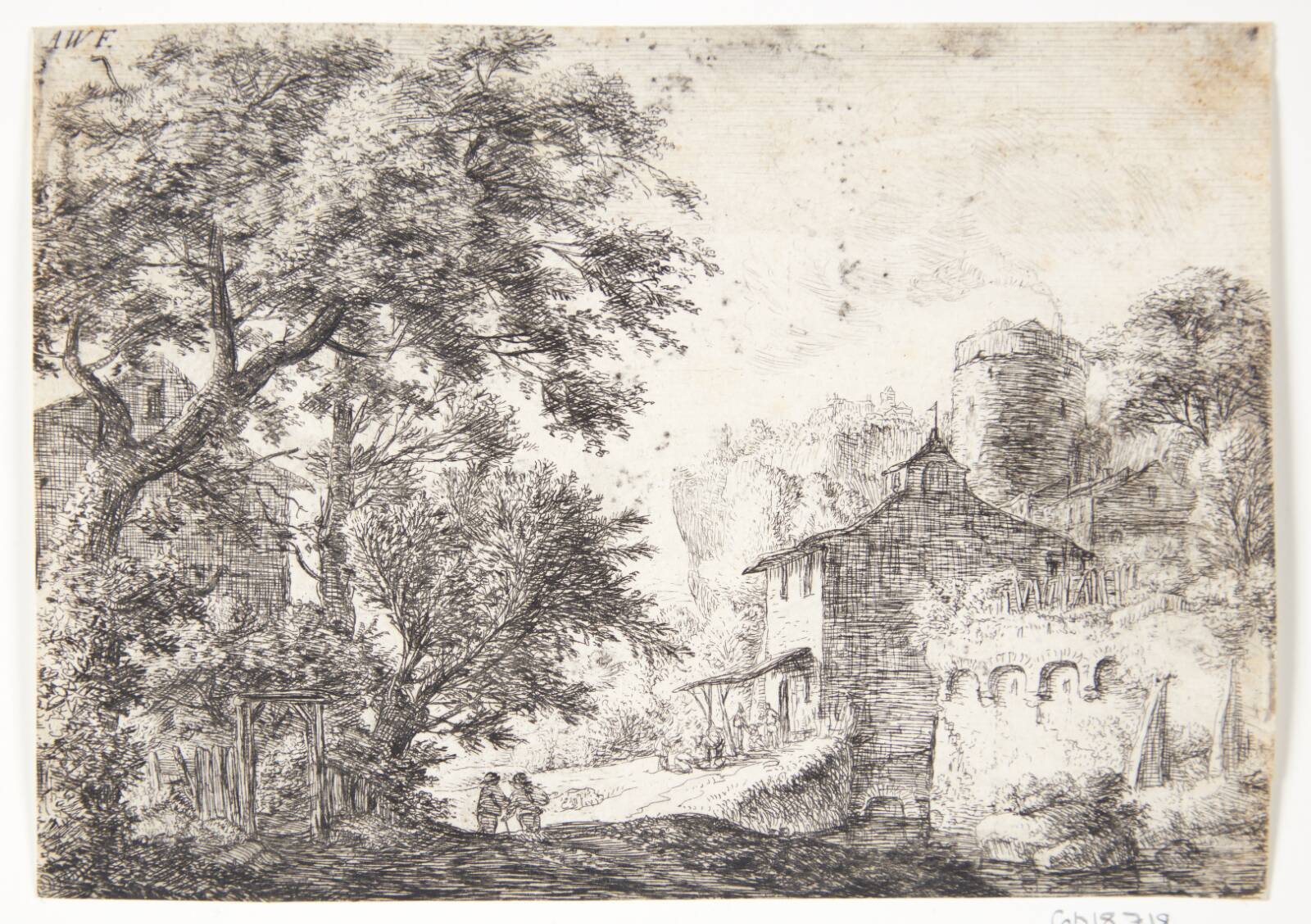 Bymur med et herberg, Anthonie Waterloo, 1610-1690