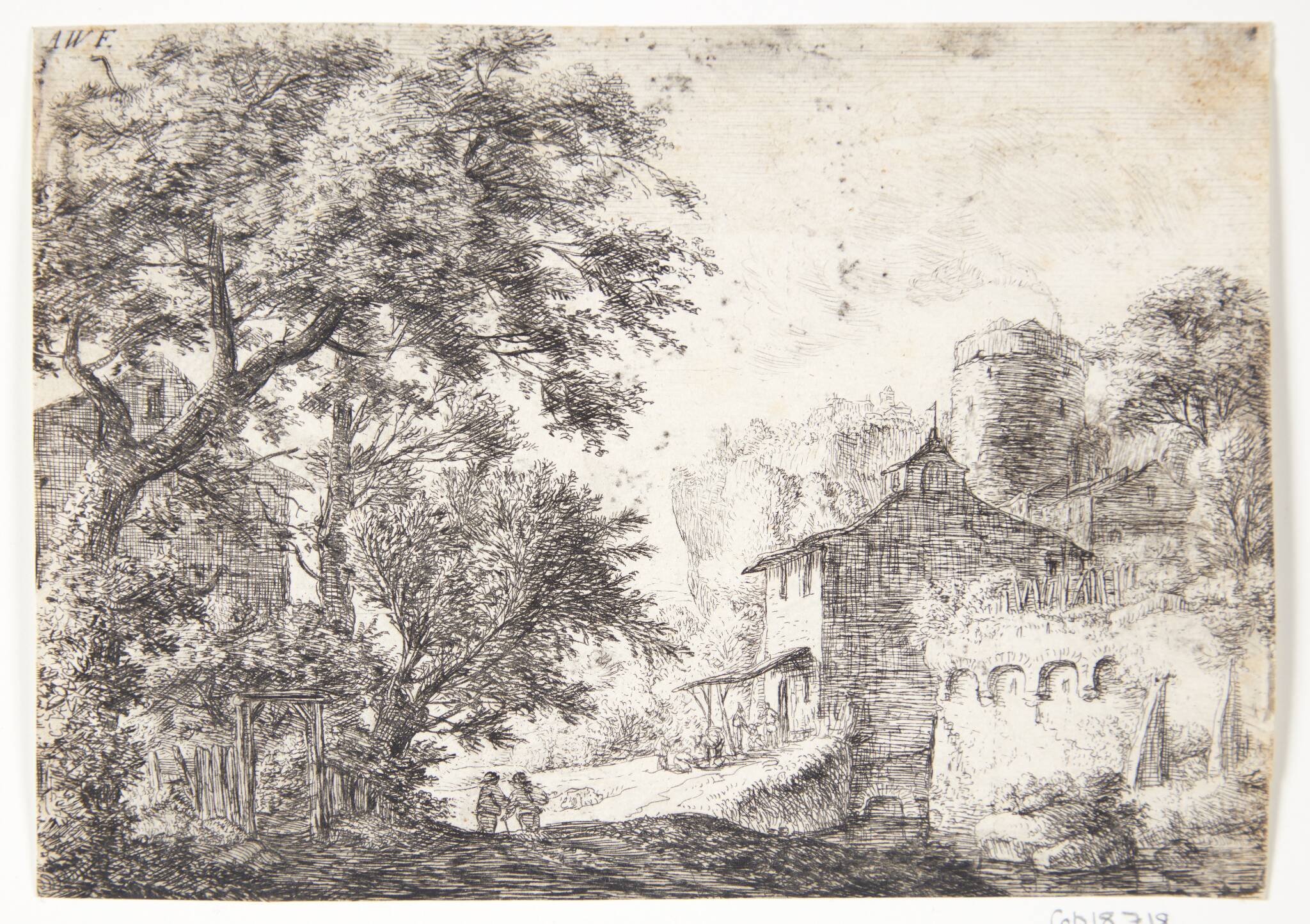 Bymur med et herberg