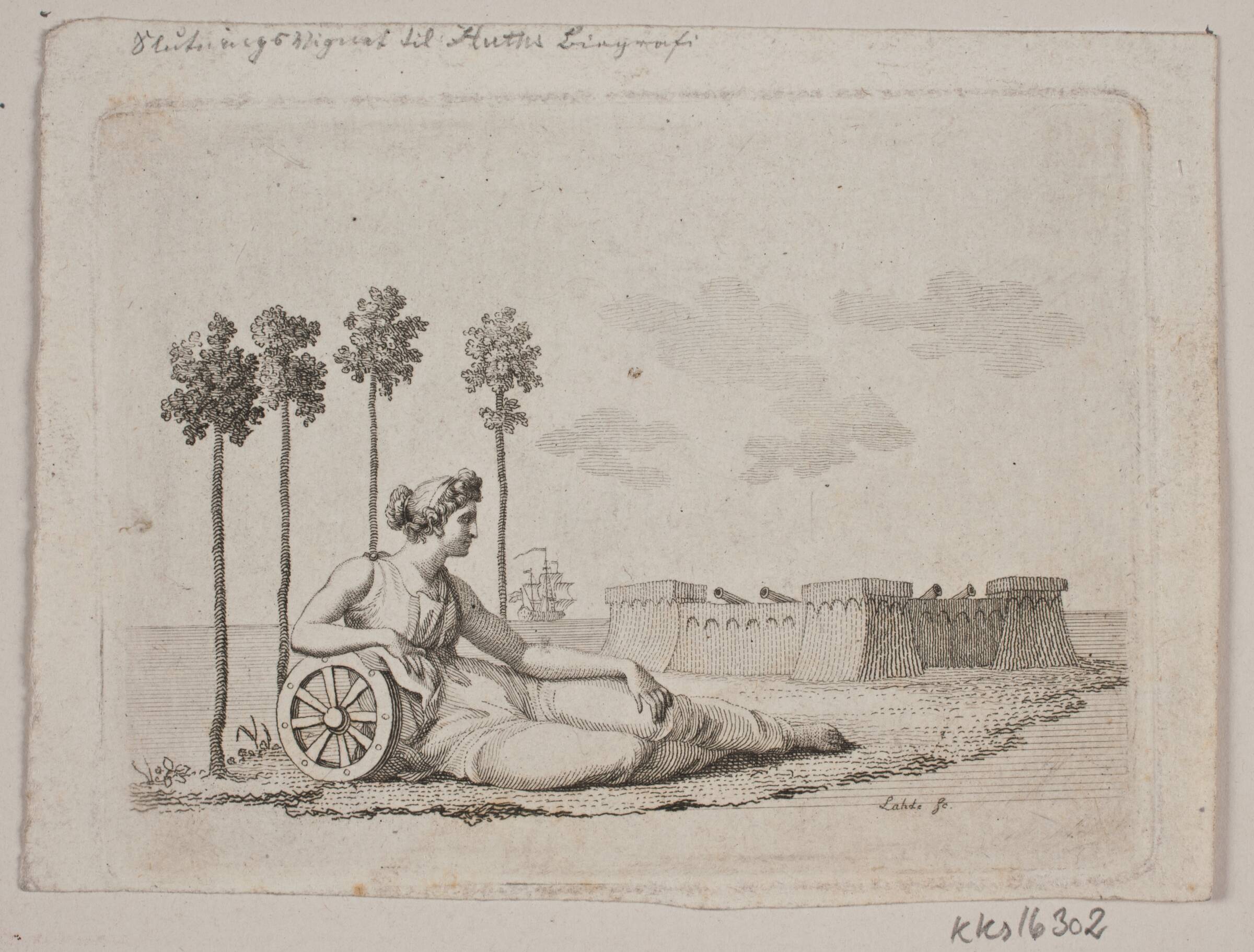 Liggende kvinde ved fort, Gerhard Ludvig Lahde, 1765-1833