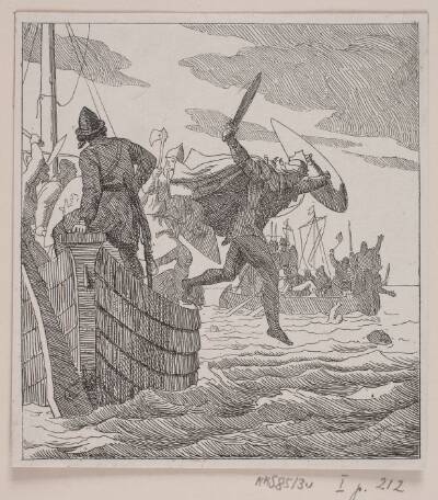 Illustration til "Svend Tveskægs tog til England og slaget ved Svold"