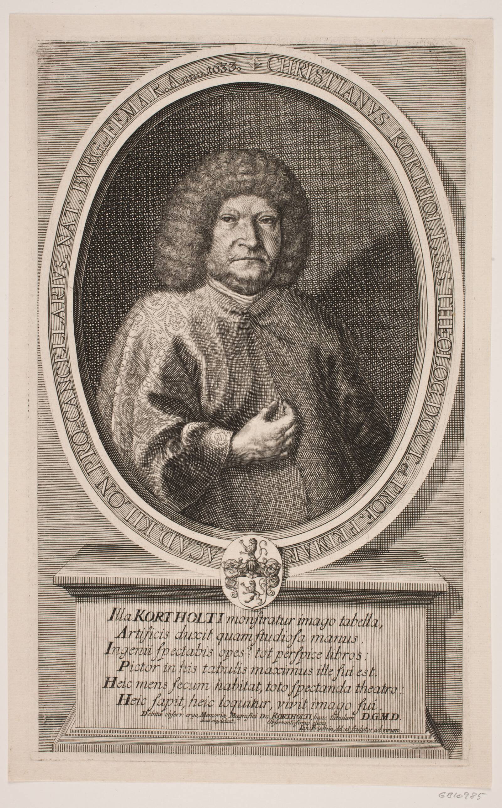 Professor Christian Kortholt, Johan Friedlein, 1690-1699