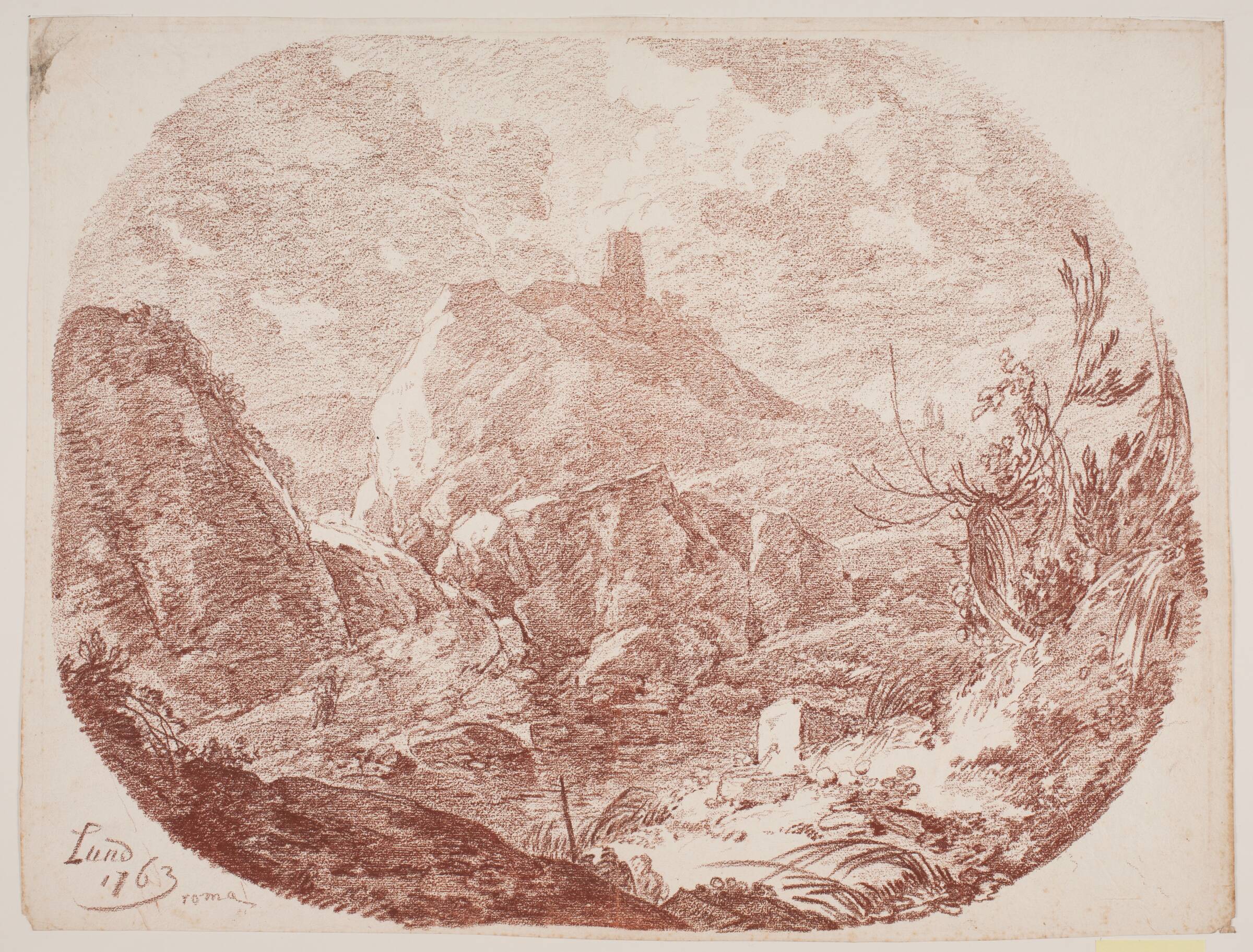 Italiensk fantasilandskab, Jens Petersen Lund, 1763