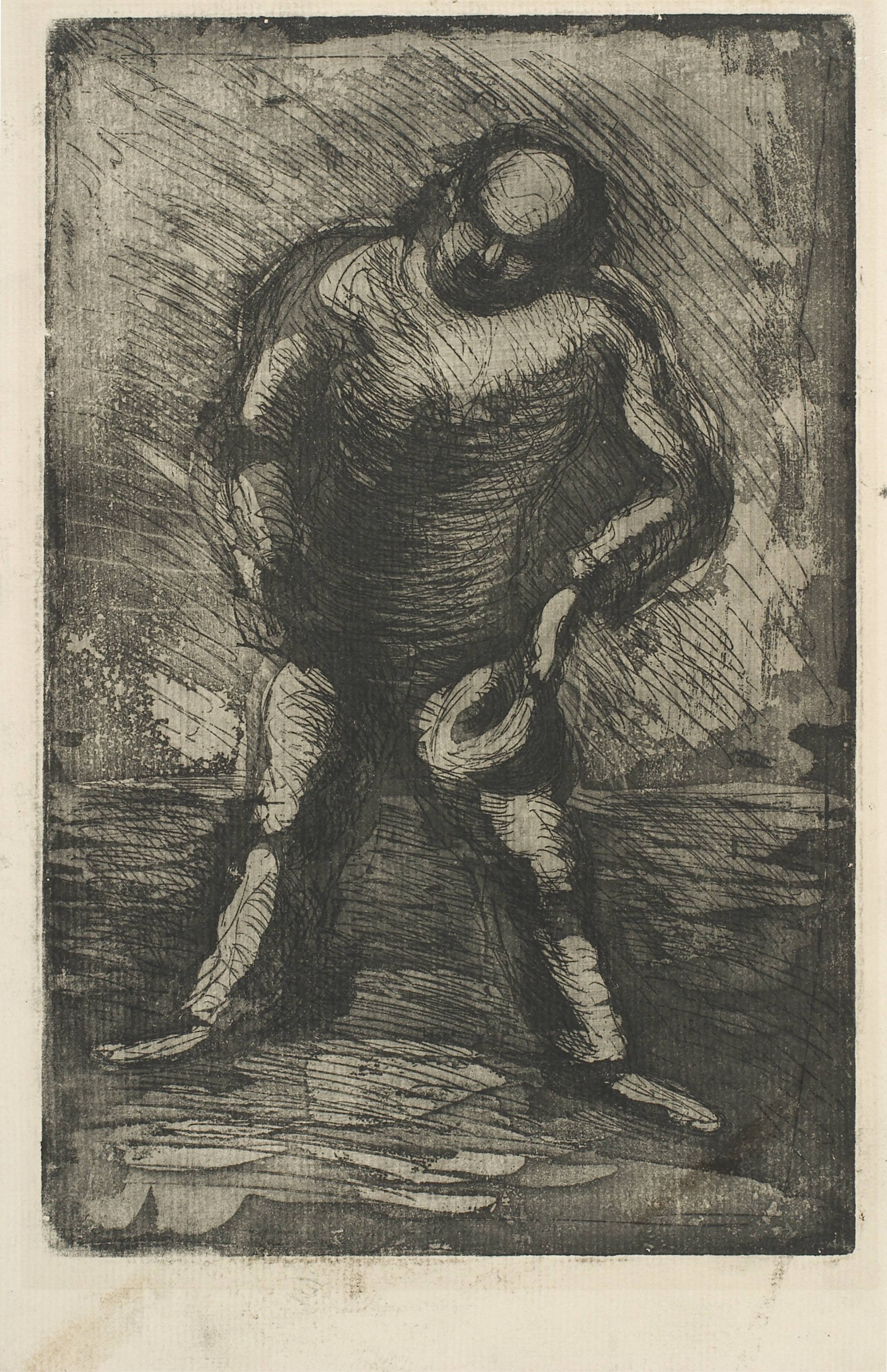 Skrævende mand med hatten i hånden, Vilhelm Lundstrøm, 1920-1923