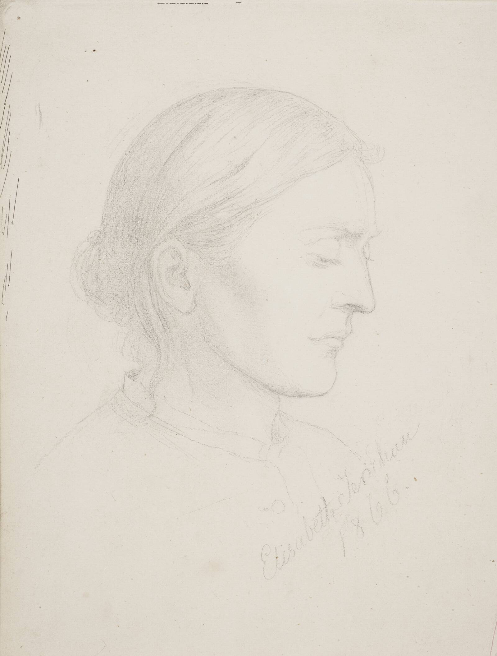 Ældre kvinde i profil, Elisabeth Jerichau Baumann, 1866