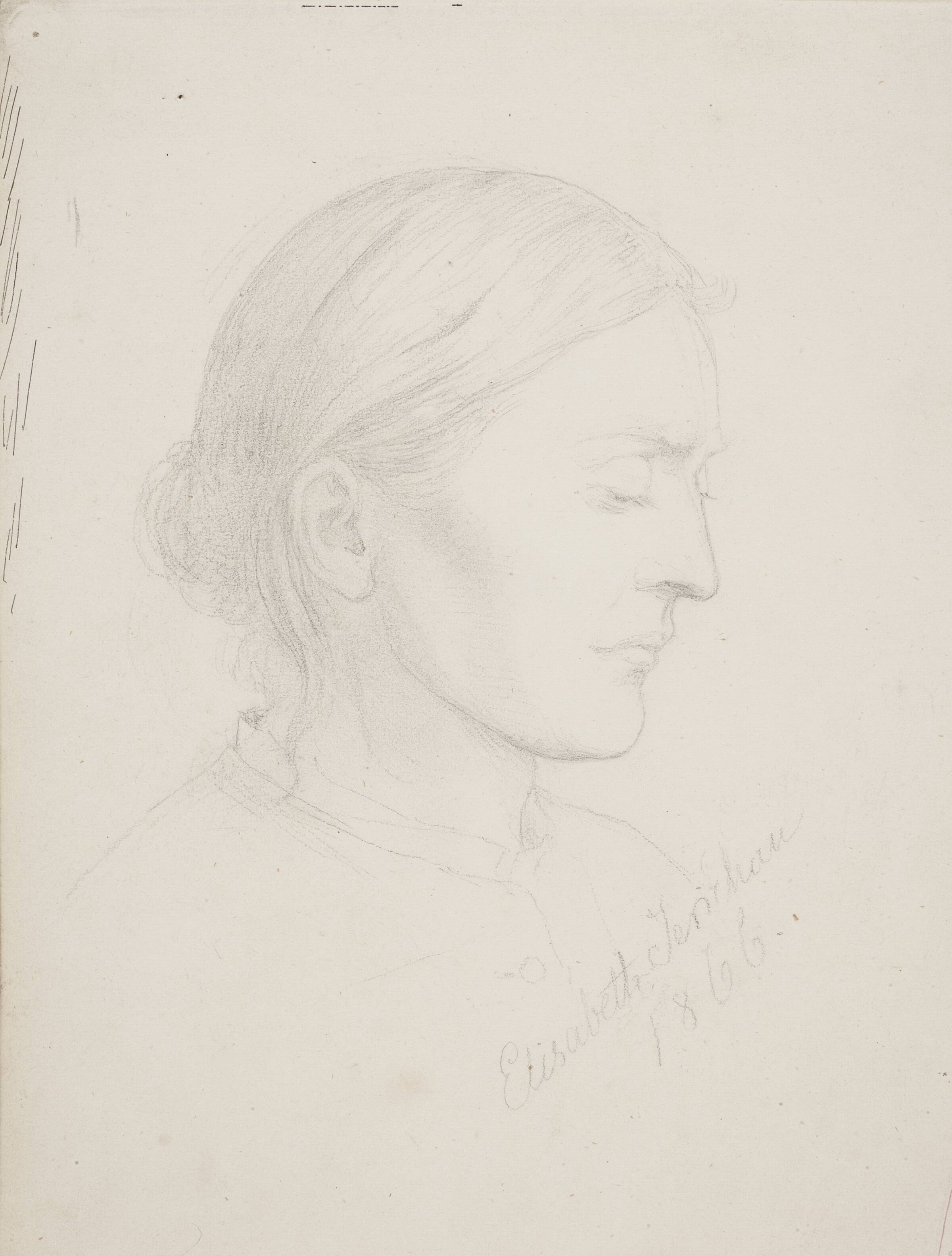 Ældre kvinde i profil, Elisabeth Jerichau Baumann, 1866