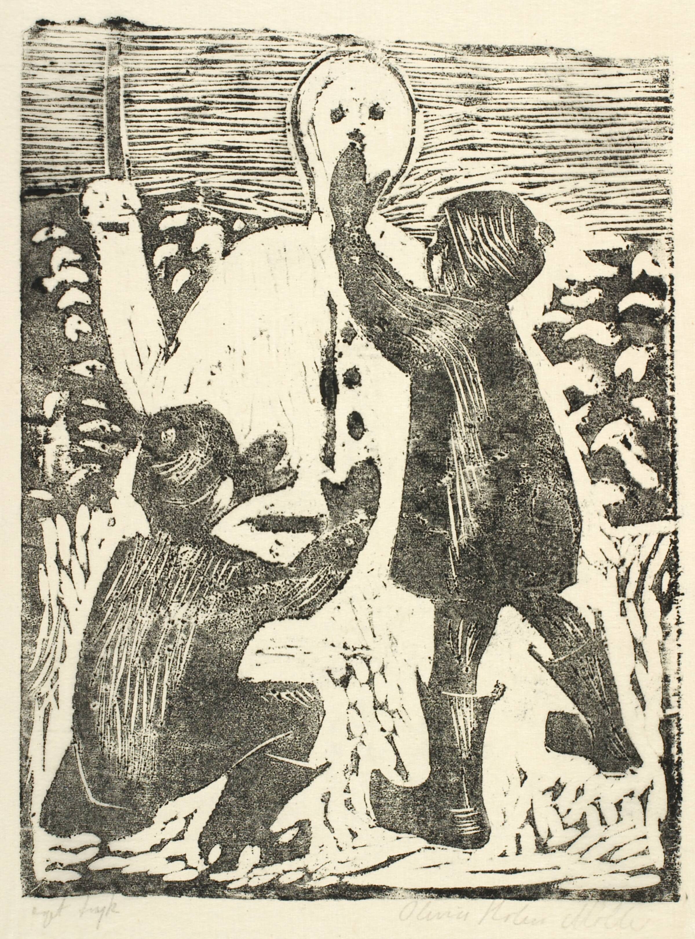To børn, der laver en snemand, Olivia Holm-Møller, 1875-1970