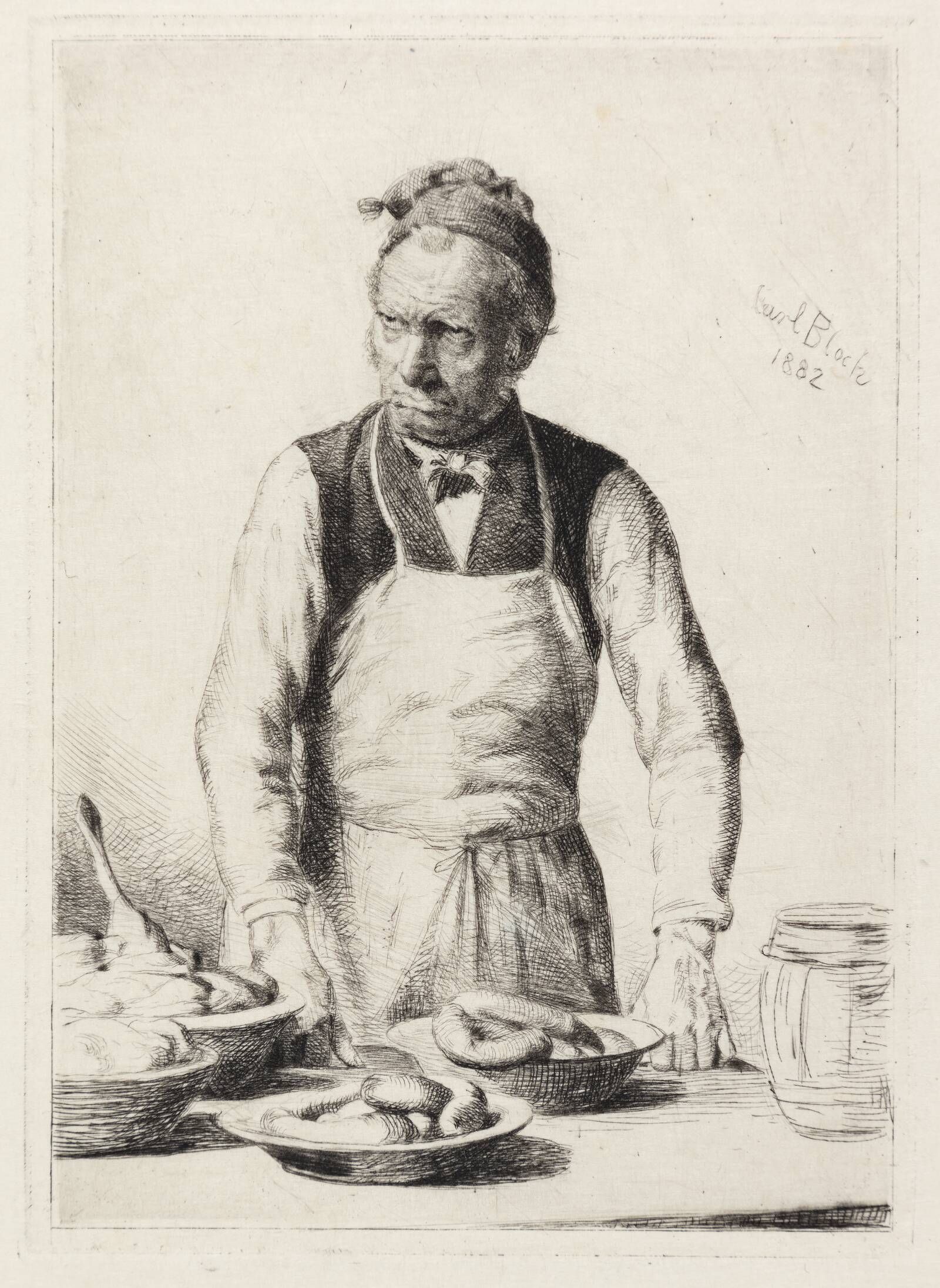 Spækhøkeren bag sin disk, Carl Bloch, 1882