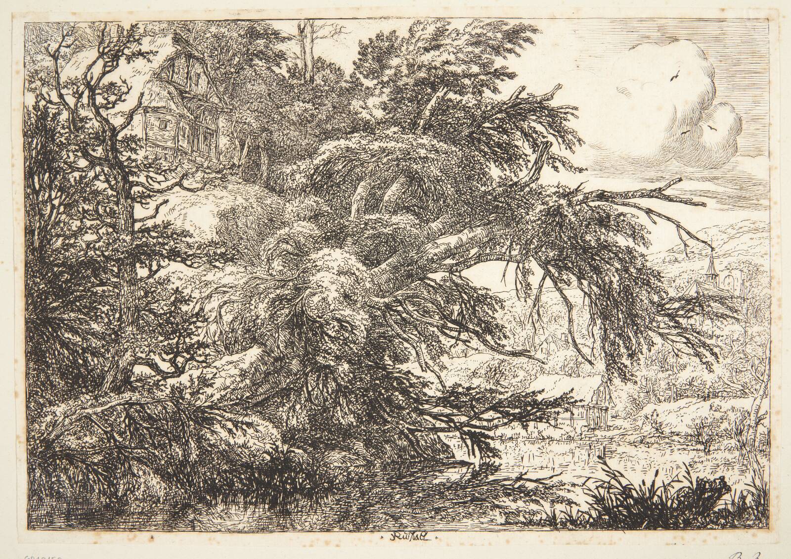 Hytte på en høj, by Jacob Isaacksz. van Ruisdael, 1628-1682