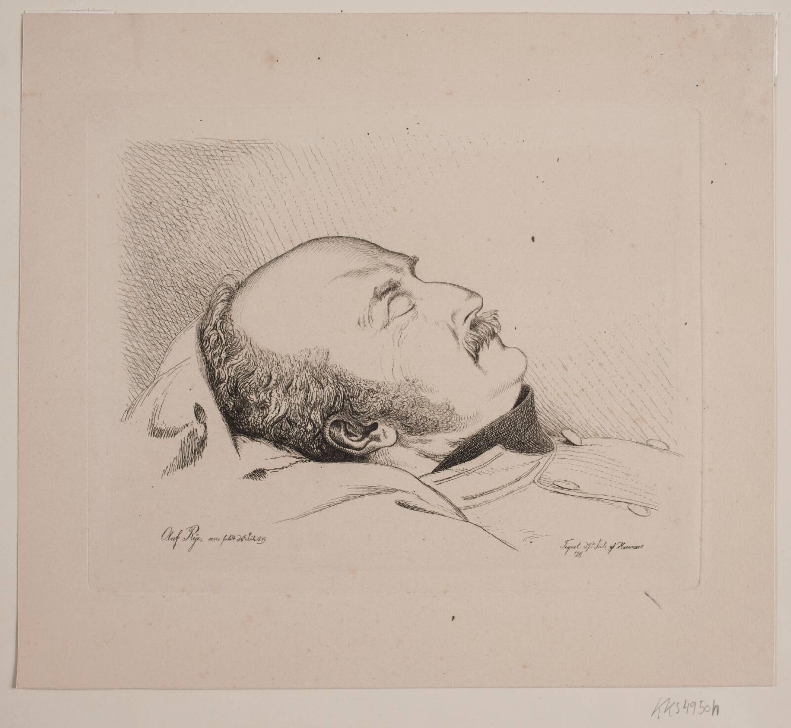 Olaf Rye som lig, Vilhelm Kyhn, 1850