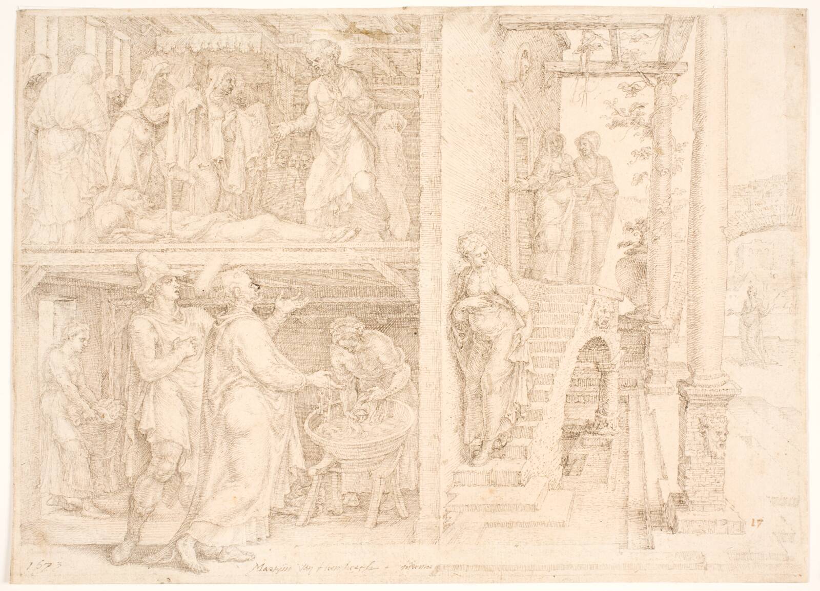 Peter opvækker Tabita, Maarten van Heemskerck, 1573