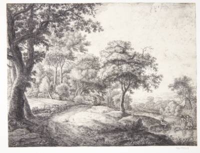 Landevej, t.h. to figurer, der krydser en bæk