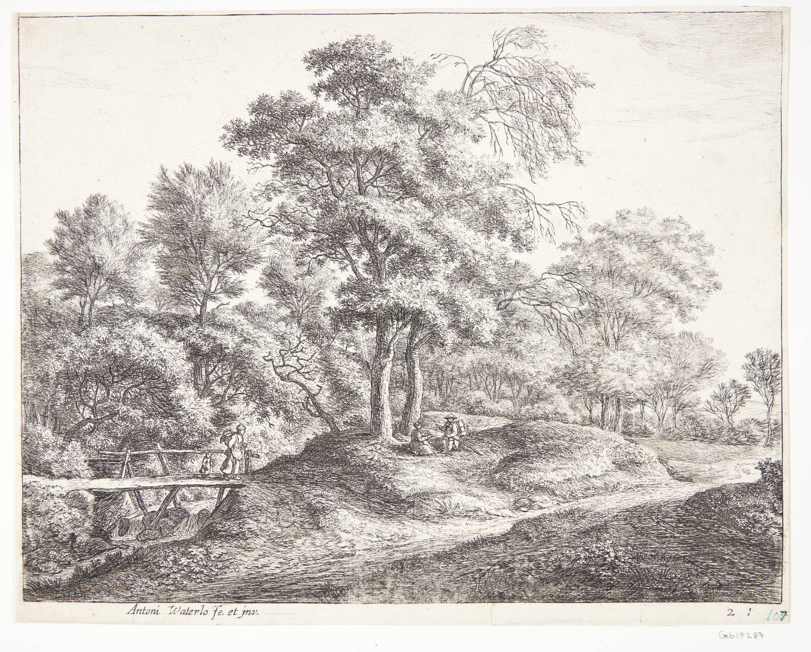 Landskab med vejfarende, Anthonie Waterloo, 1610-1690