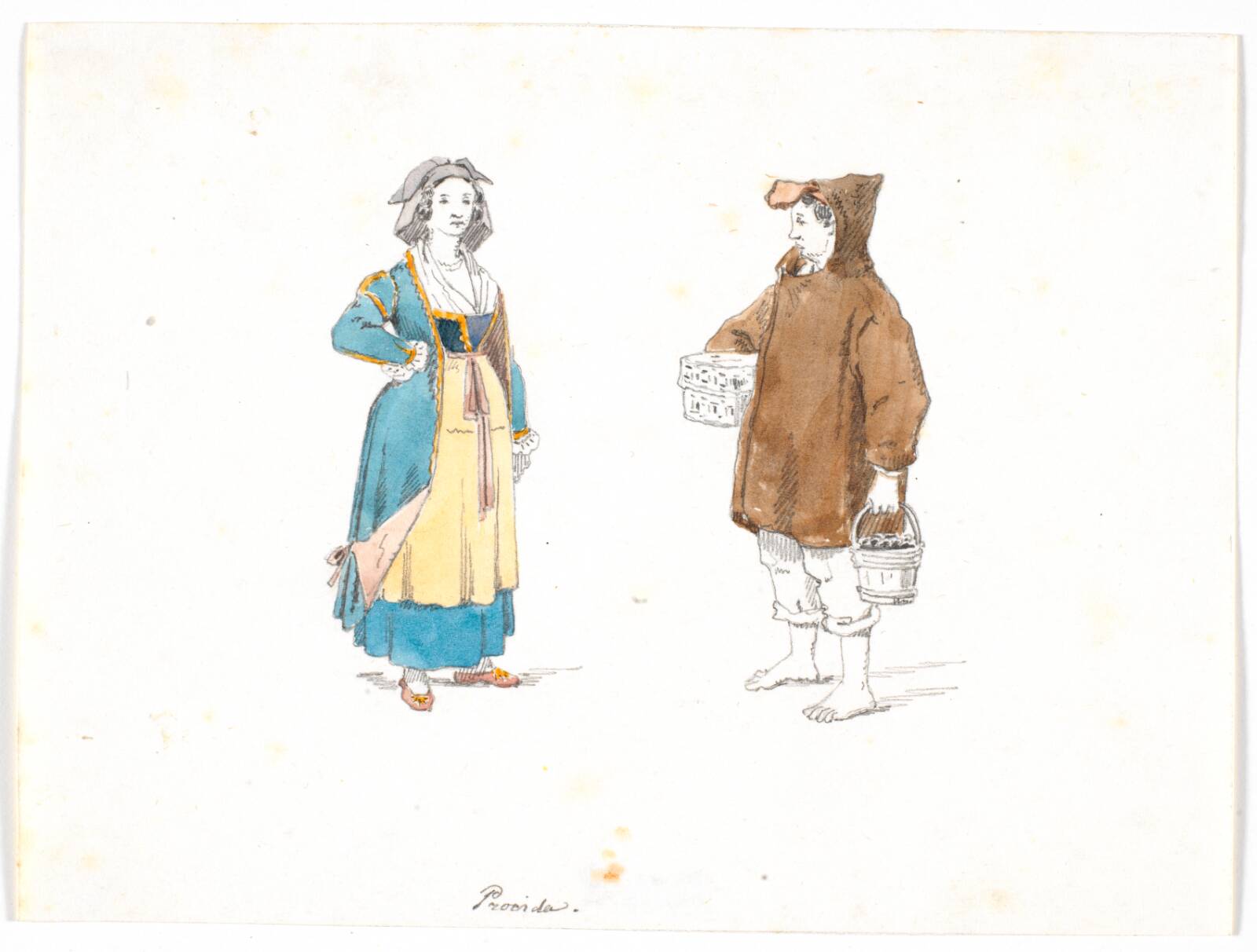 To dragtstudier, Procida, Martinus Rørbye, 1835