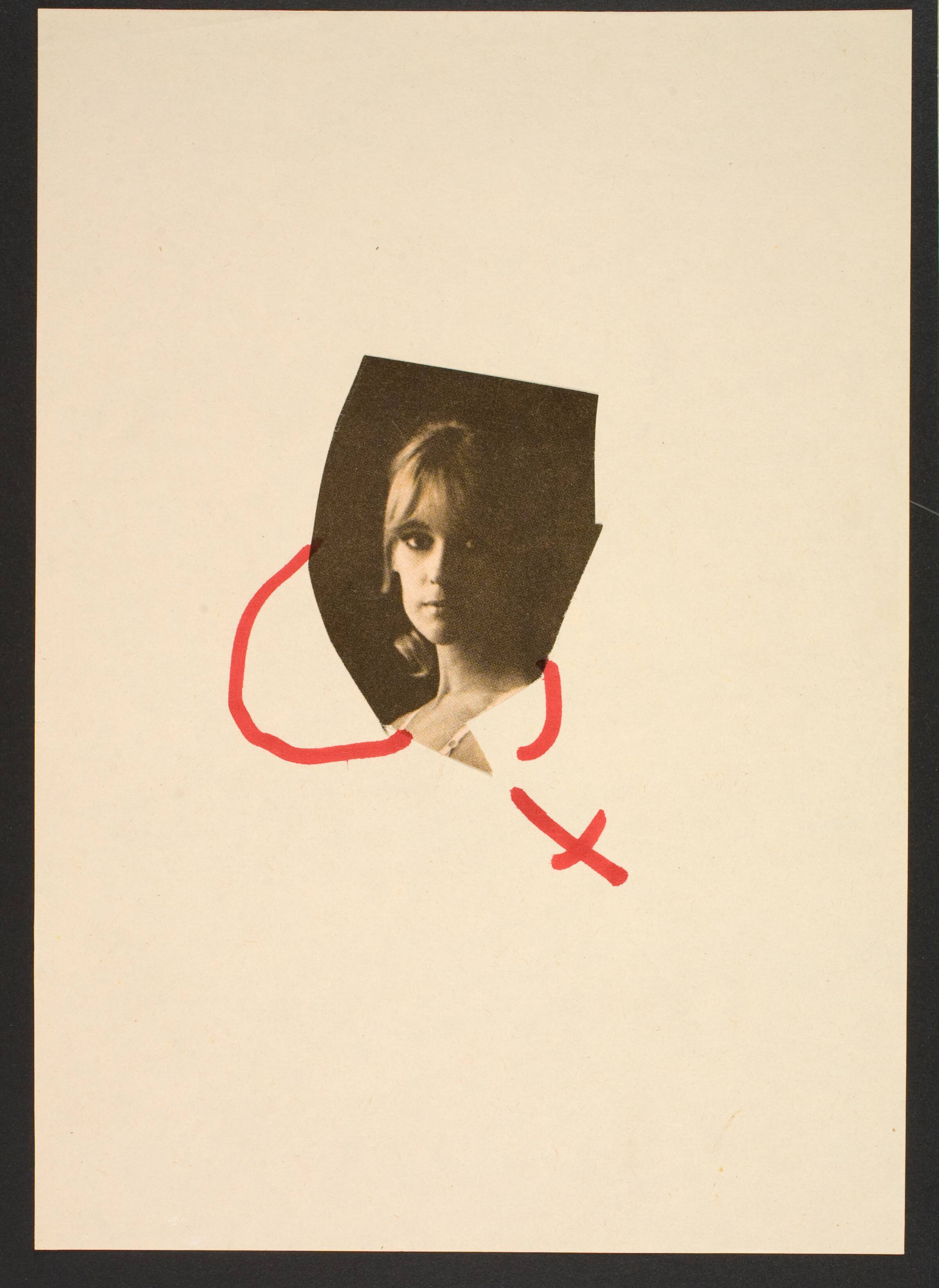 Udklip på papir med kvindetegnet, Lene Adler Petersen, 1974