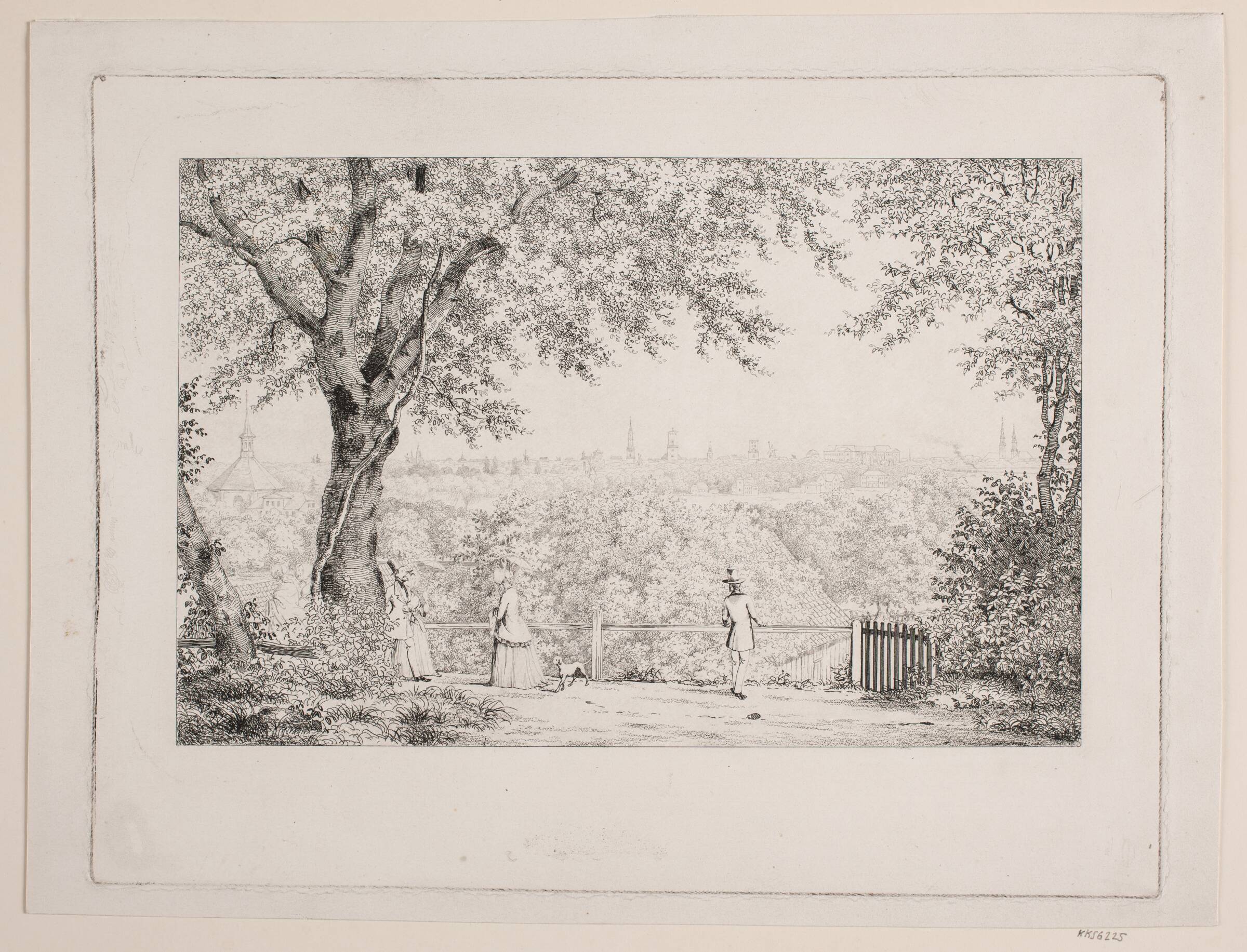 Udsigt fra Frederiksberg bakke, Jens Peter Lund, 1833