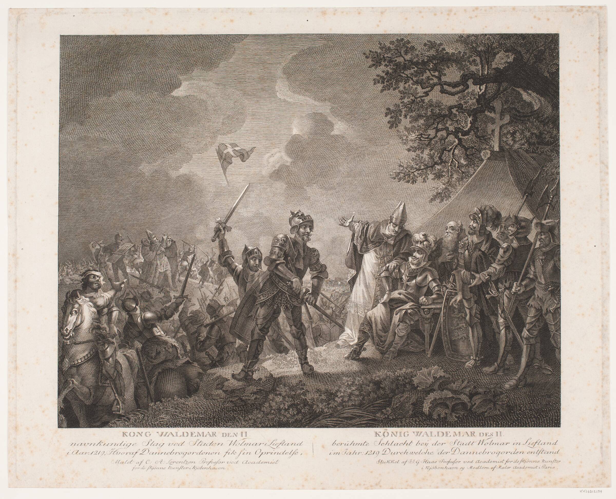 Kong Valdemar II's navnkundige slag ved staden Wolmar i Letland, 1219, Georg Haas, 1810-1816