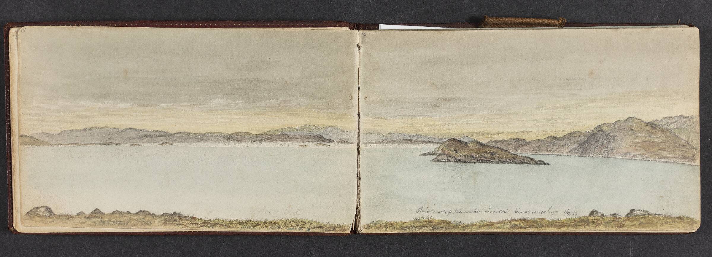 Kystlandskab med fjelde, Lars Møller, 1883