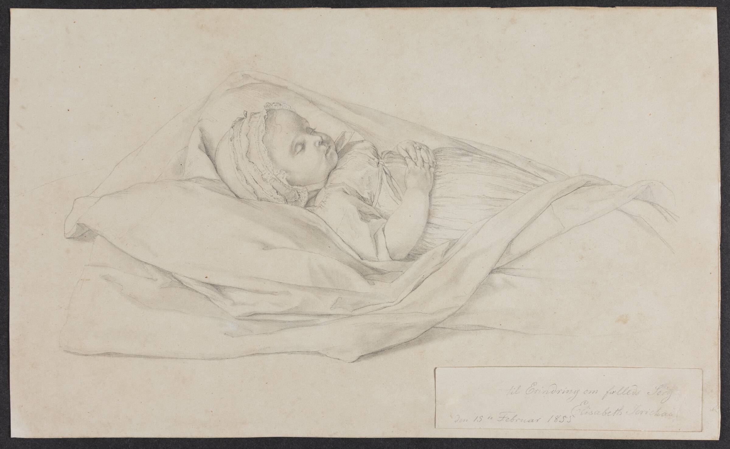 Portræt af den døde Johanne Virginie Martensen, Elisabeth Jerichau Baumann, 1855