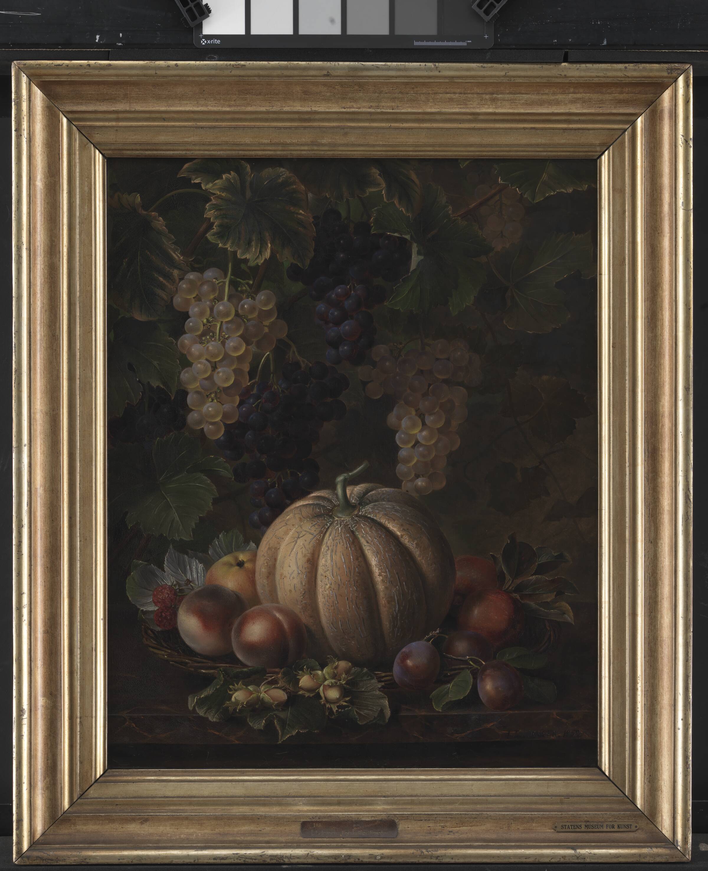 Forskellige frugter, blandt andet melon og vindruer, J.L. Jensen, 1852