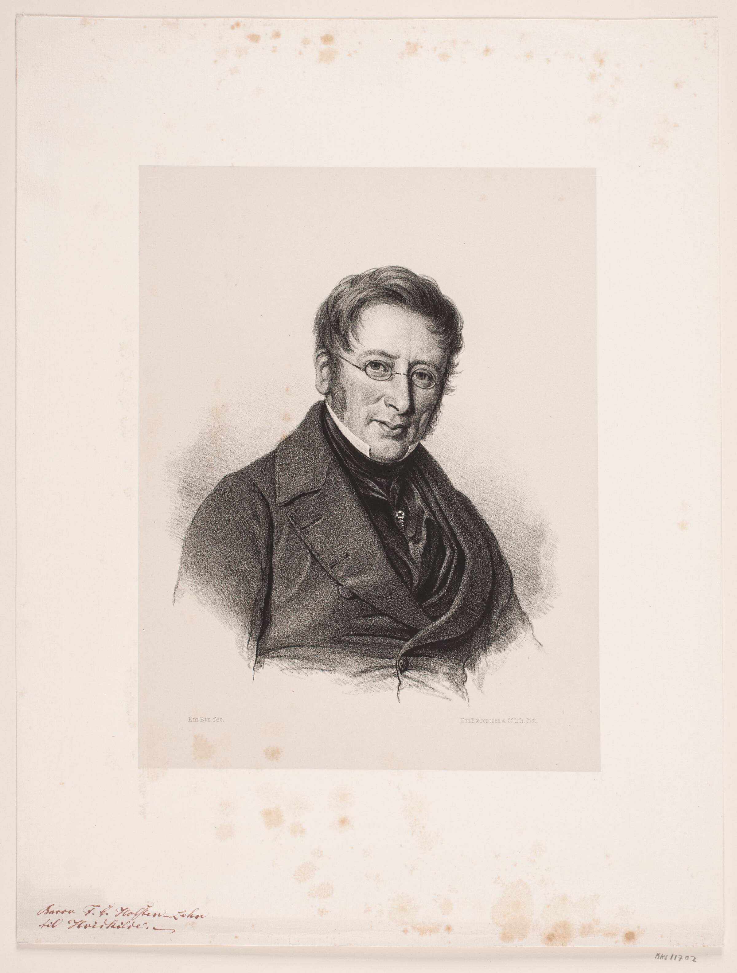 Frederik Christian Holsten-Lehn-Charisius, Emil Ditlev Bærentzen, 1840-1849
