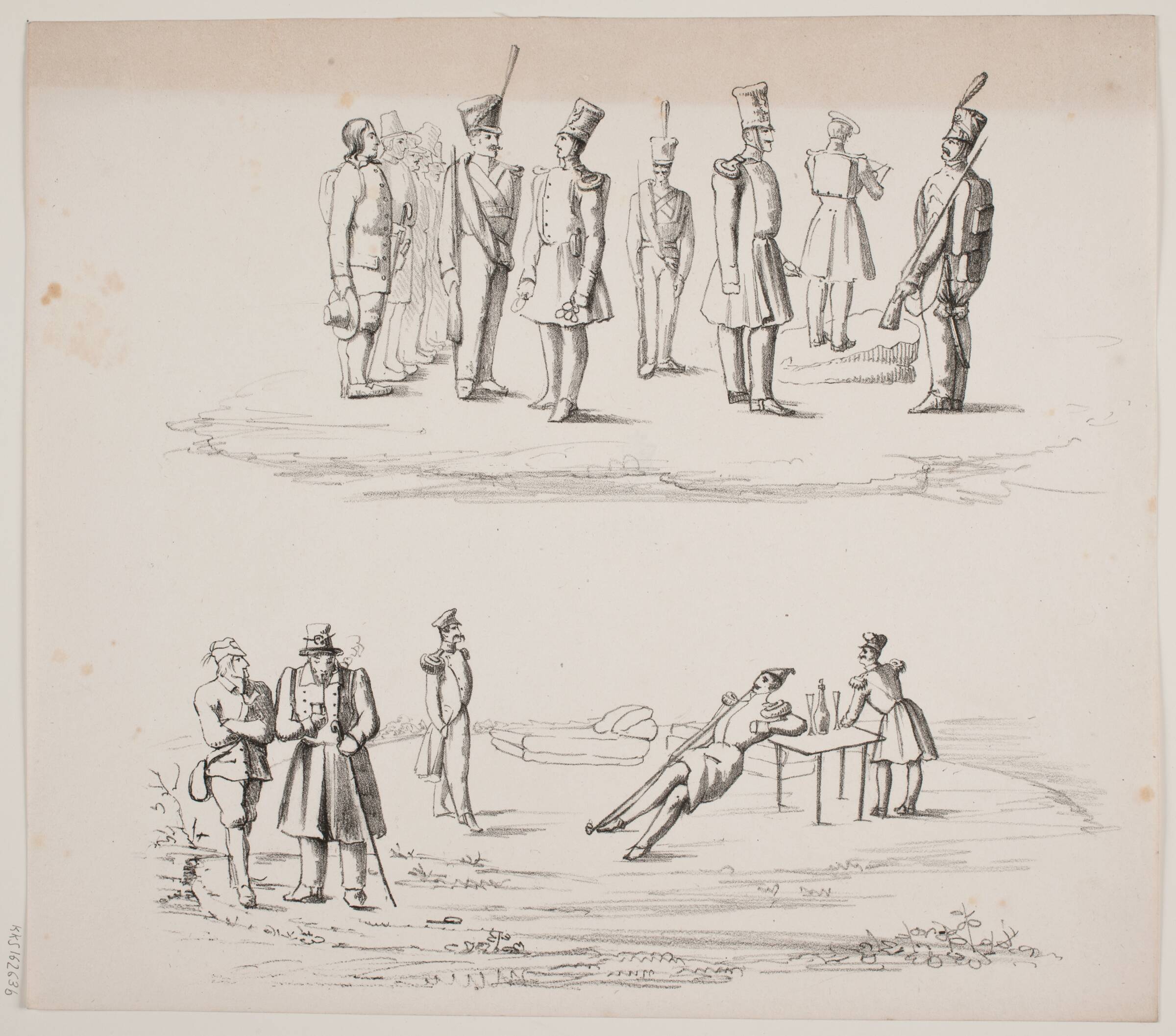 Prøveblad med fodfolk, N.B. Krossing, 1795-1854