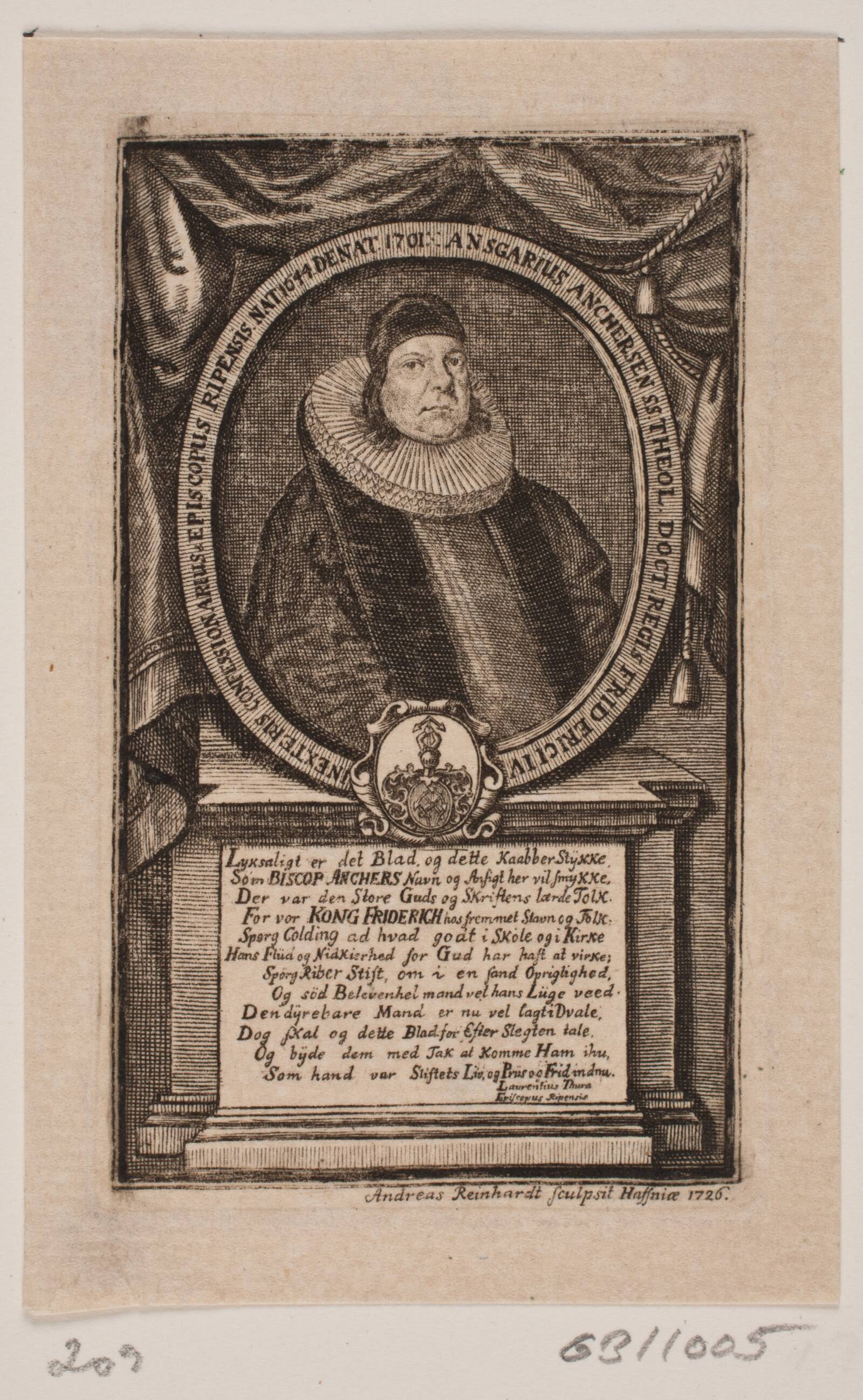 Ancher Anchersen, biskop, Andreas Reinhardt, 1726