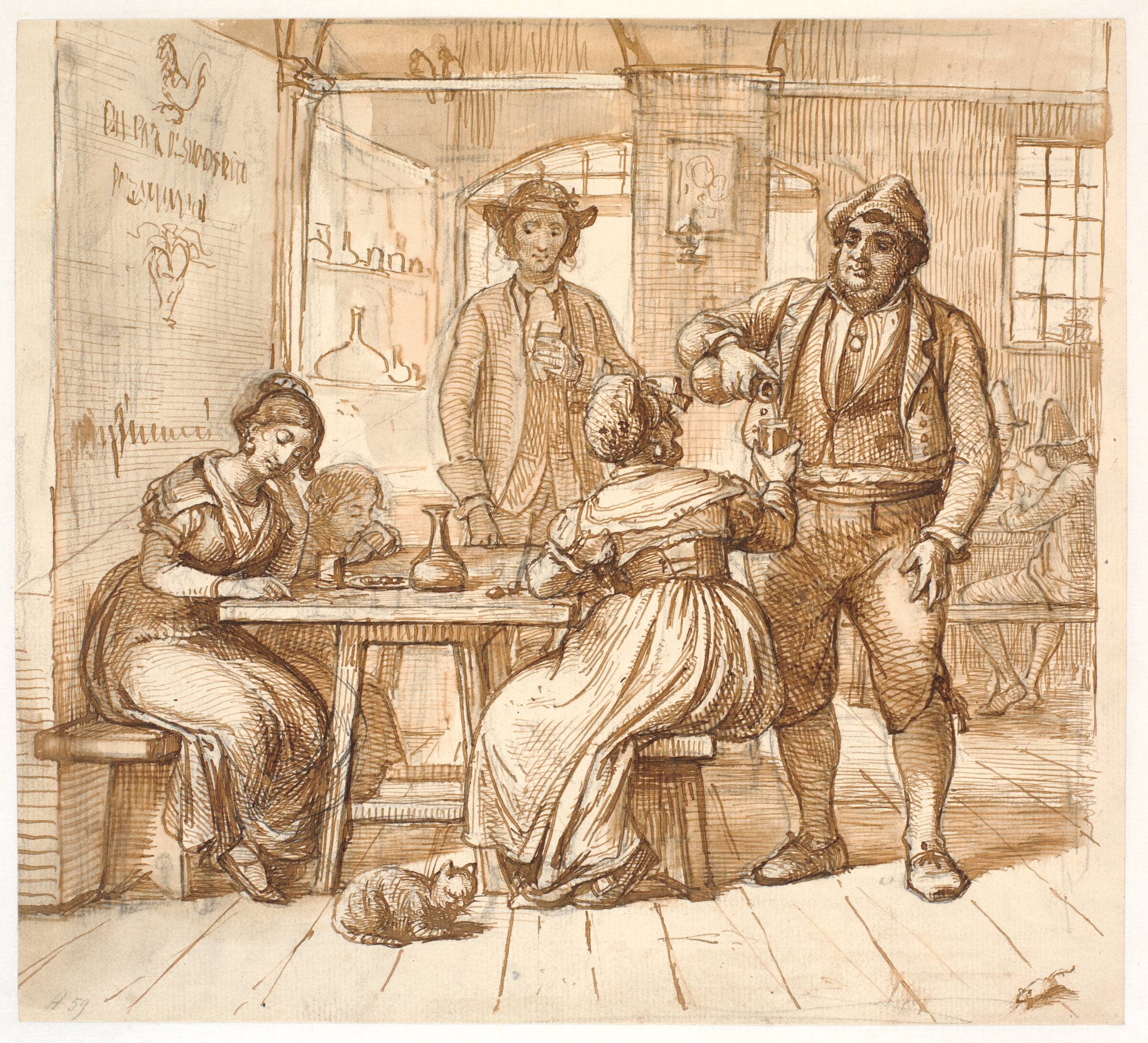 Osteriscene, Wilhelm Marstrand, 1810-1873