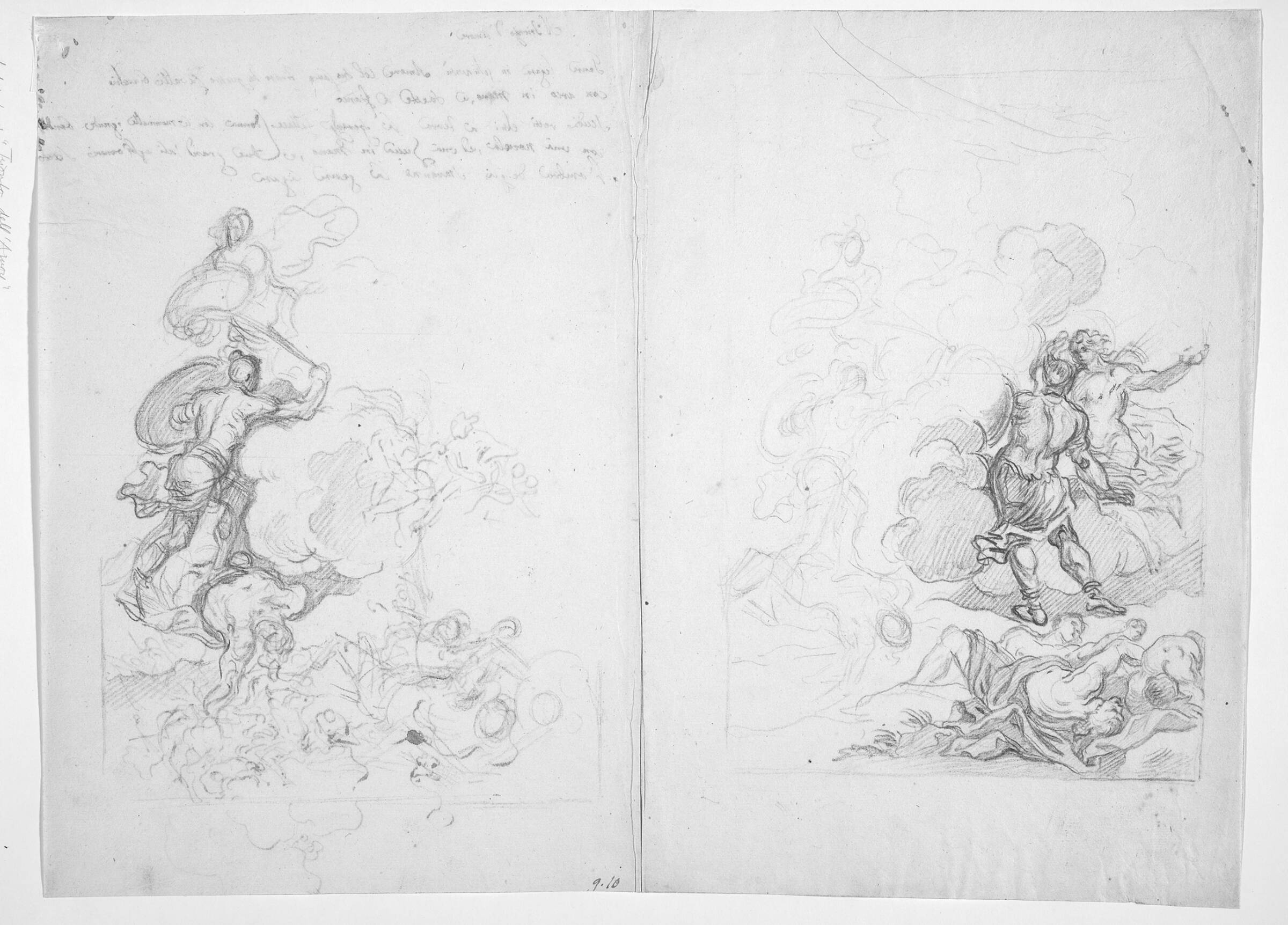 To udgaver af en allegorisk scene, Francesco la Marra, 1710-1780