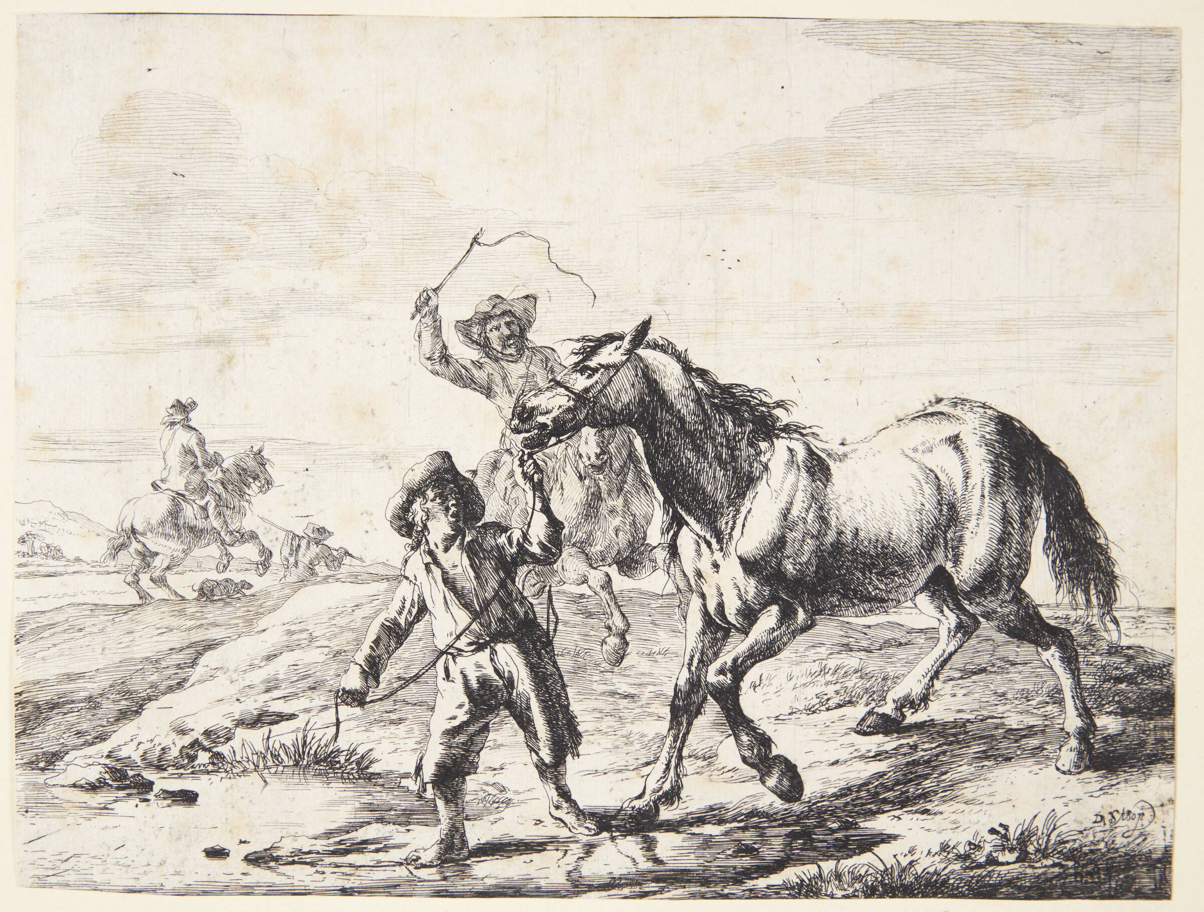 En dreng leder en hest til vandet, Dirk Stoop, 1651