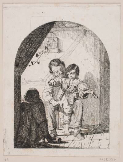 Drengen lærer at spille violin