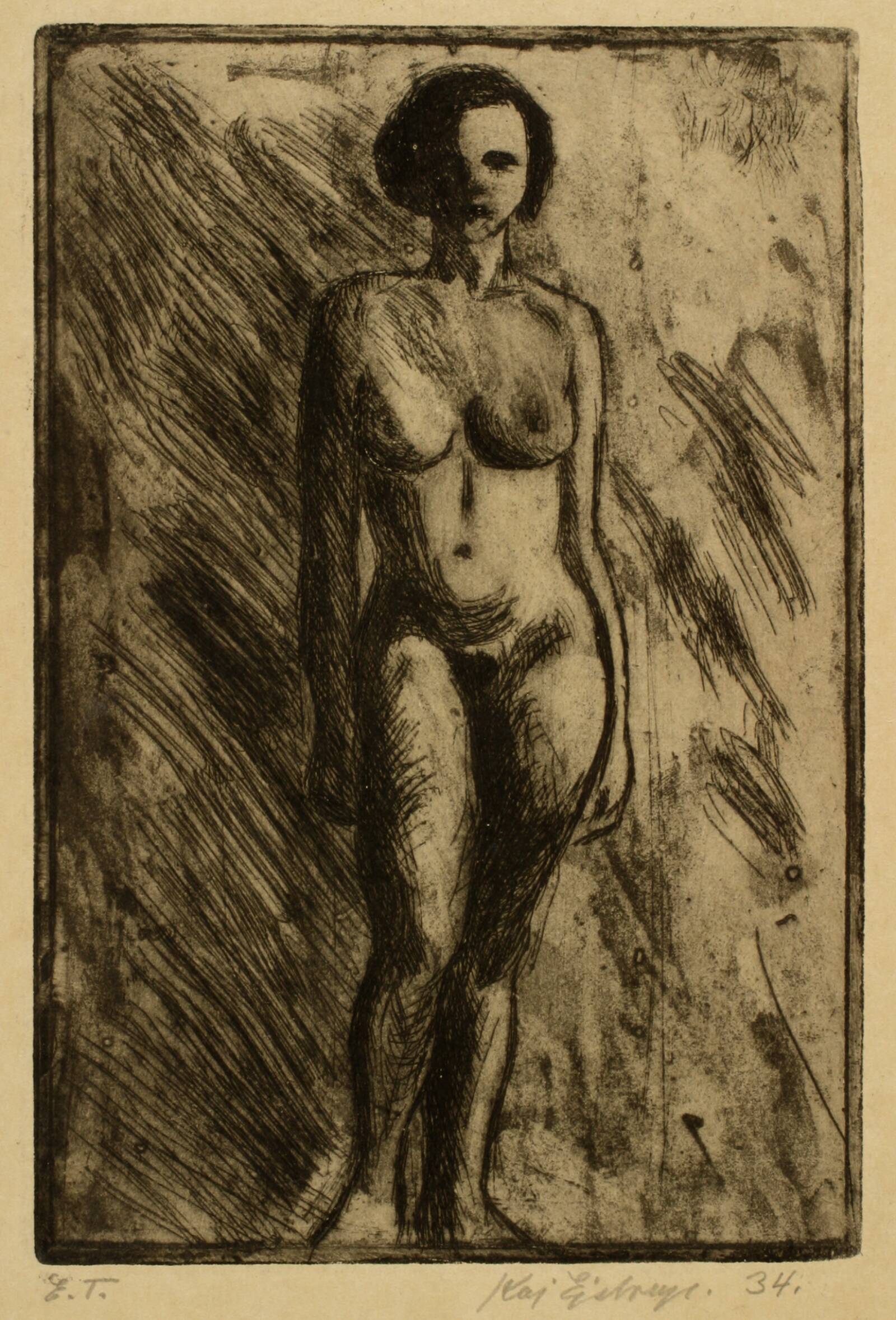Stående kvindelig model, helfigur, Kaj Ejstrup, 1934