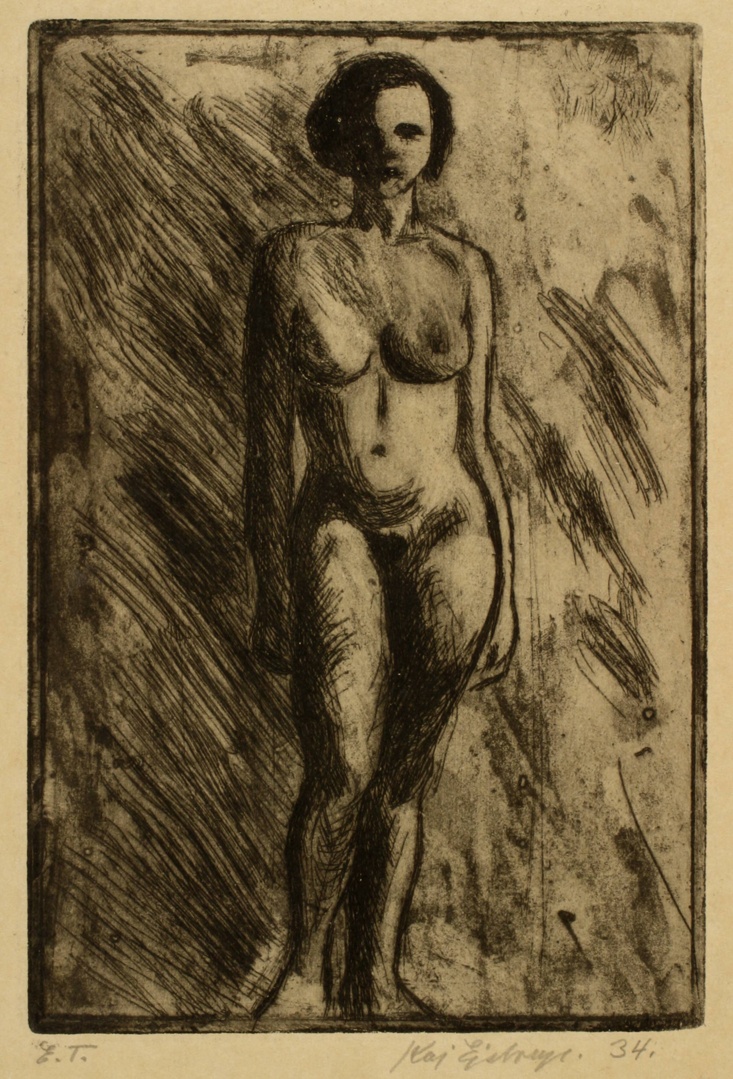 Stående kvindelig model, helfigur, Kaj Ejstrup, 1934